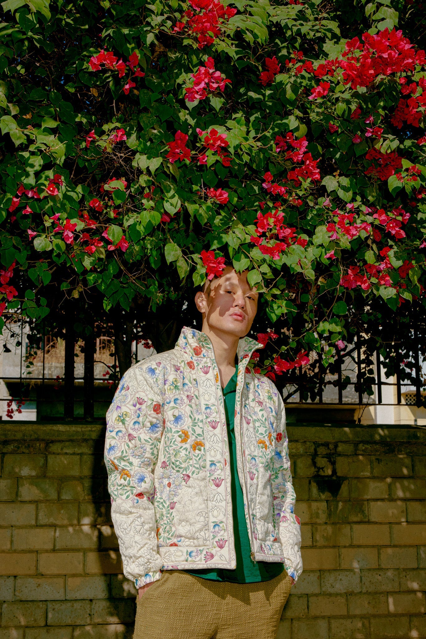 Watercolor placement quilted jacket