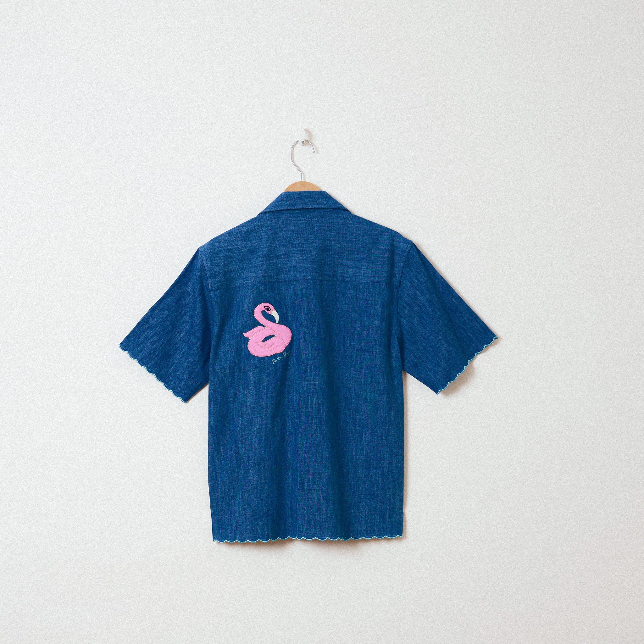 "Le Pool" hand embroidered shirt