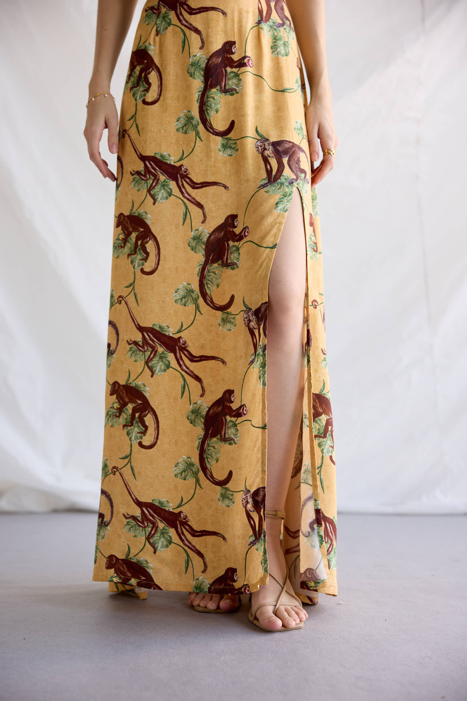 "Le Bali" Pleated Cowl Aline Dress