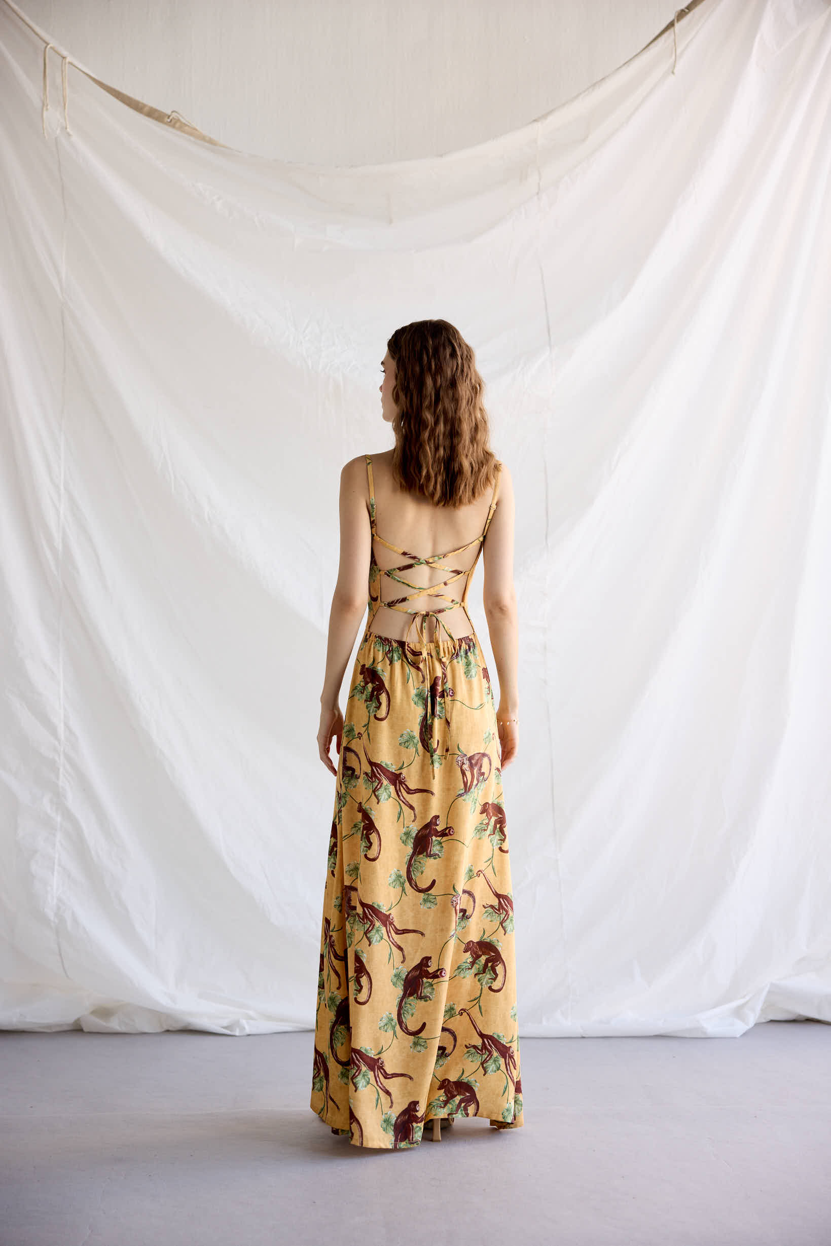 "Le Bali" Pleated Cowl Aline Dress