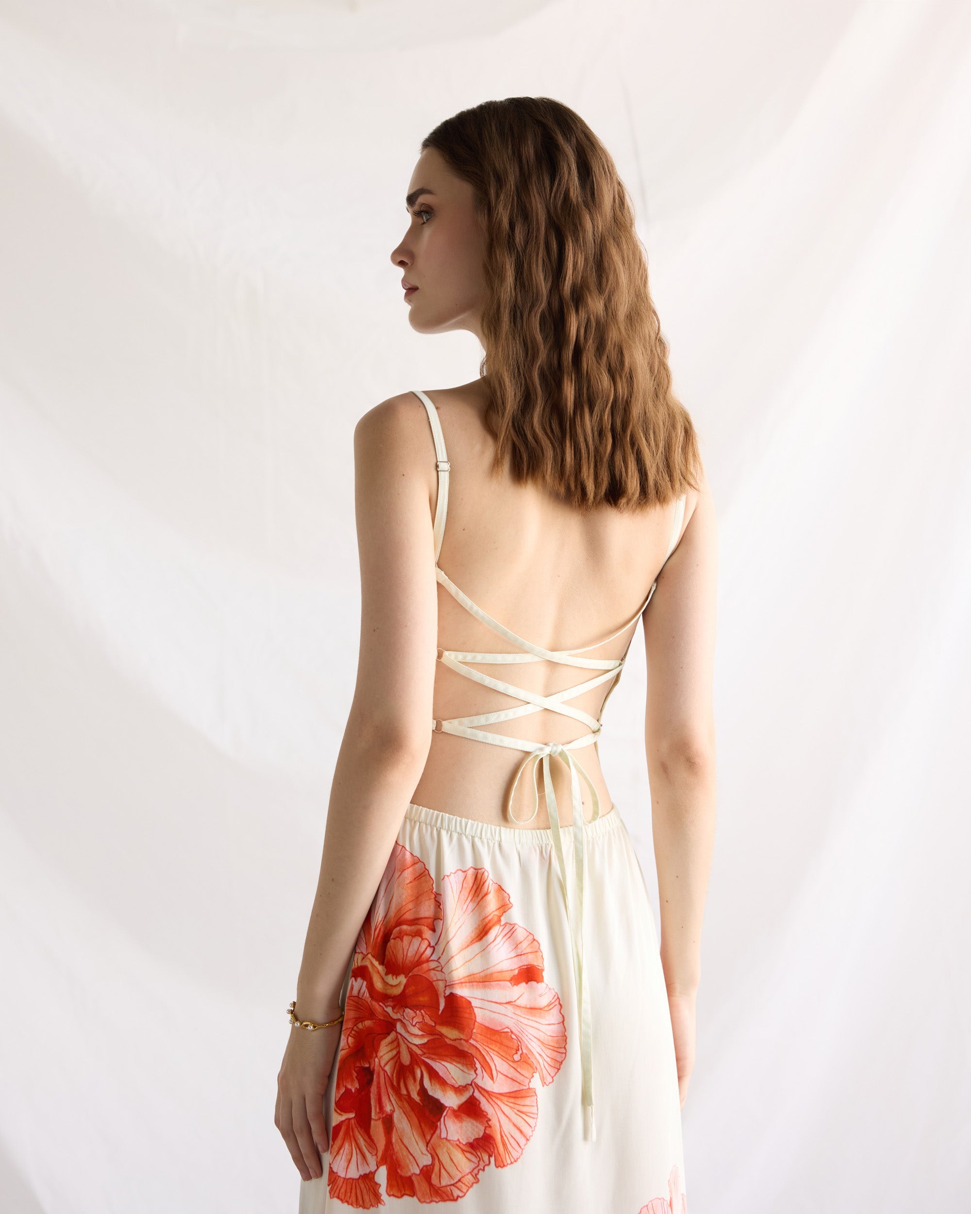 Hydrangea Pleated Cowl Aline Dress