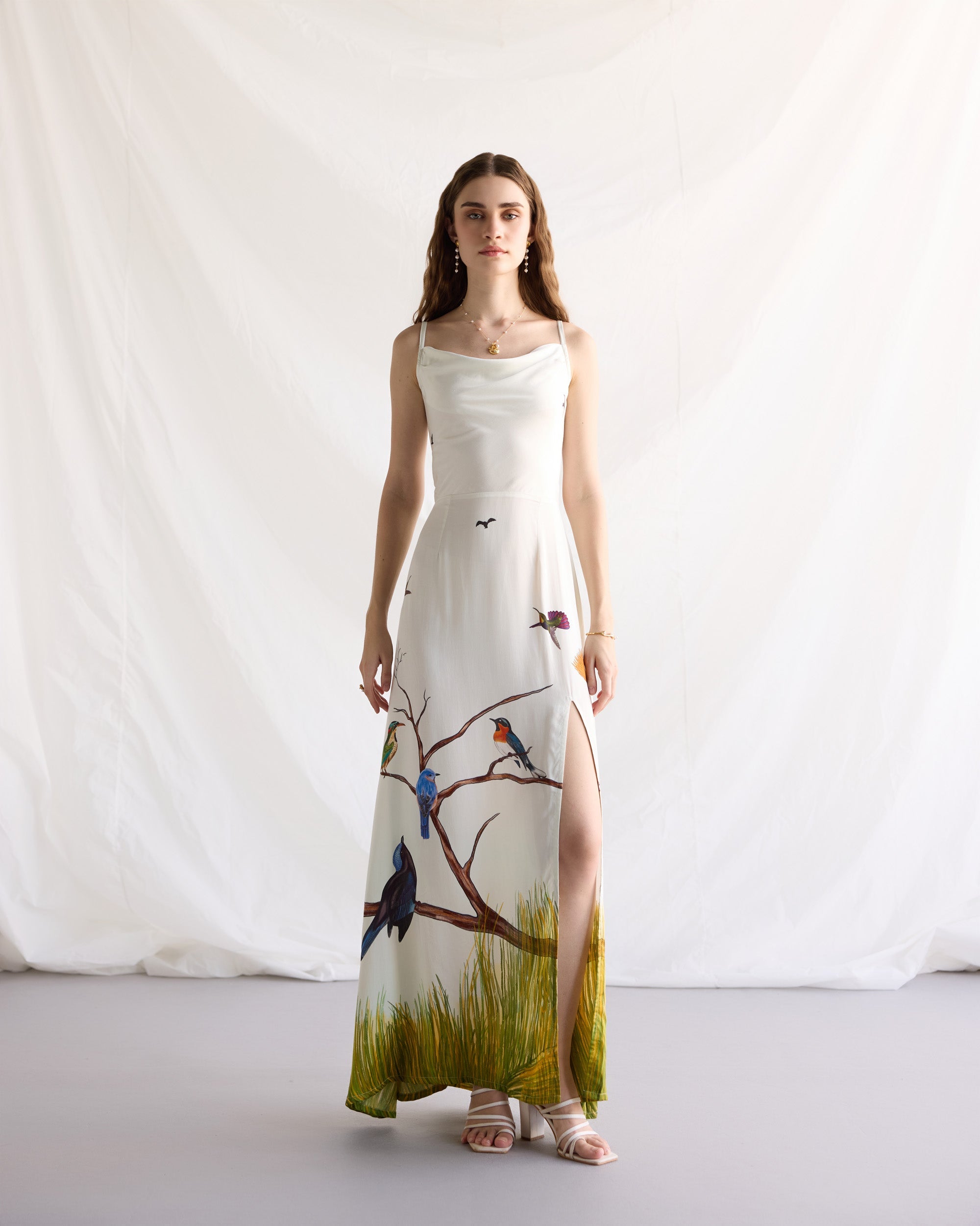 "Le Maine" Pleated Cowl Aline Dress