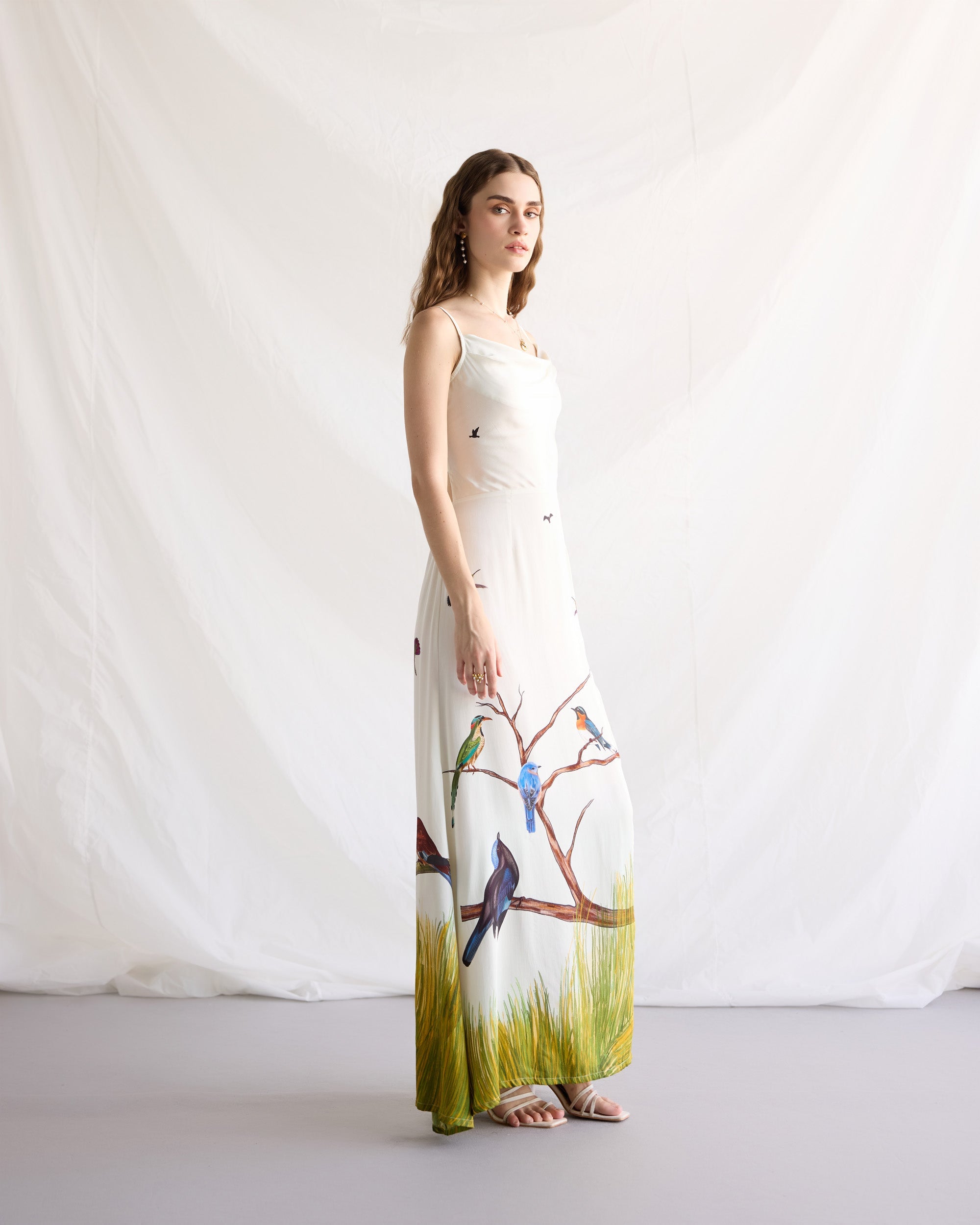 "Le Maine" Pleated Cowl Aline Dress