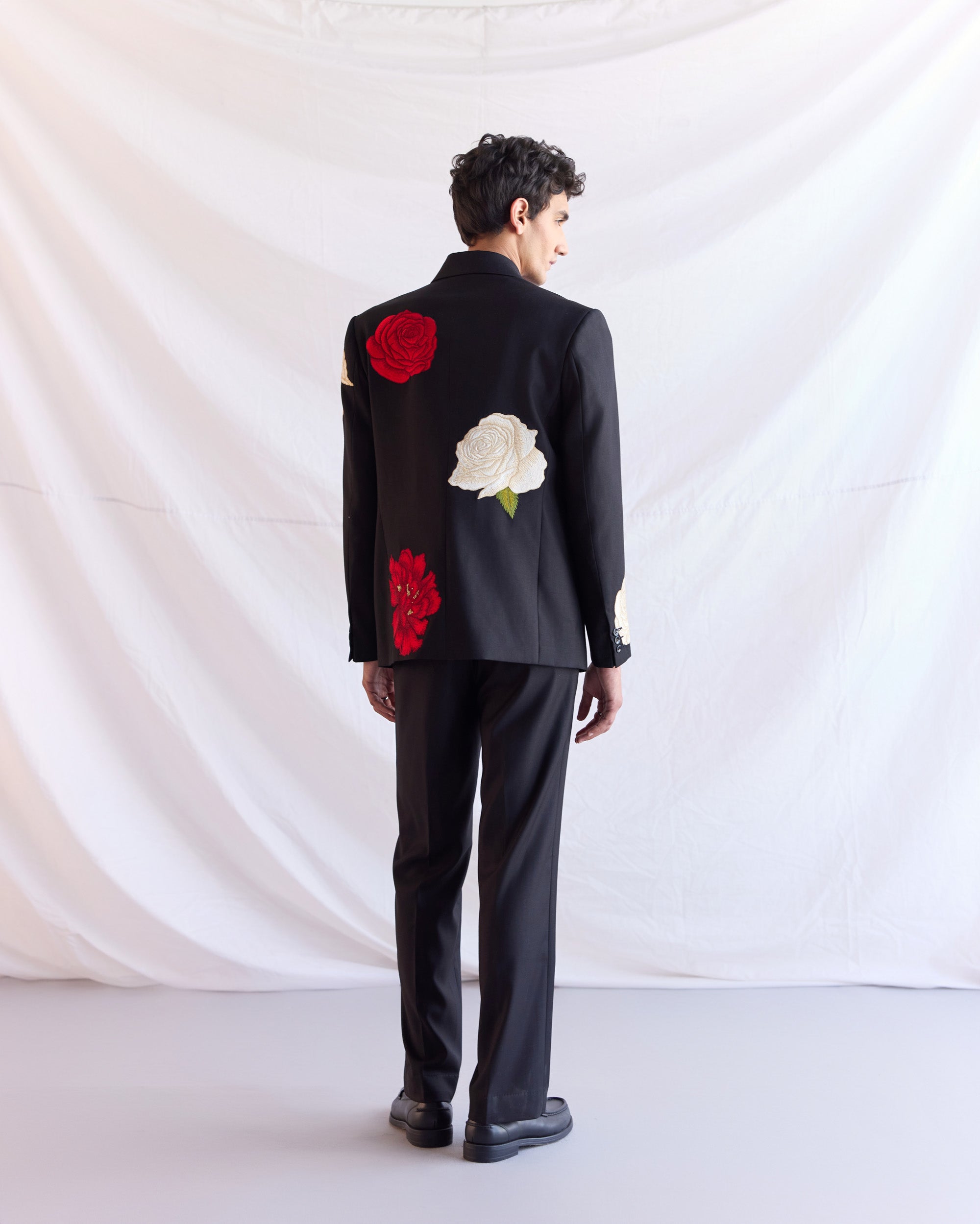 "Floral Reverie" hand embroidered Blazer