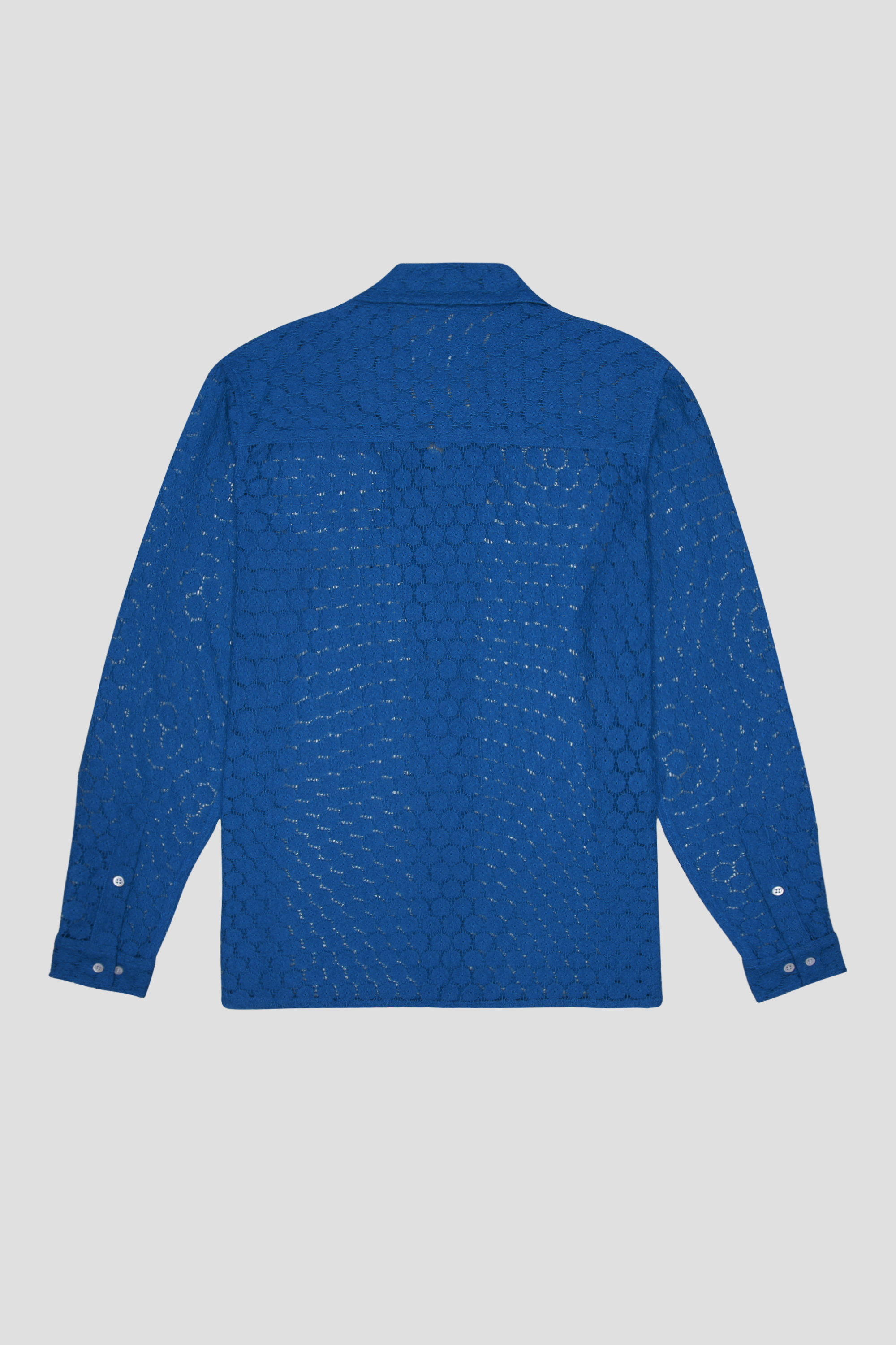 Floral lace full sleeve shirt- "Deep sea blue"