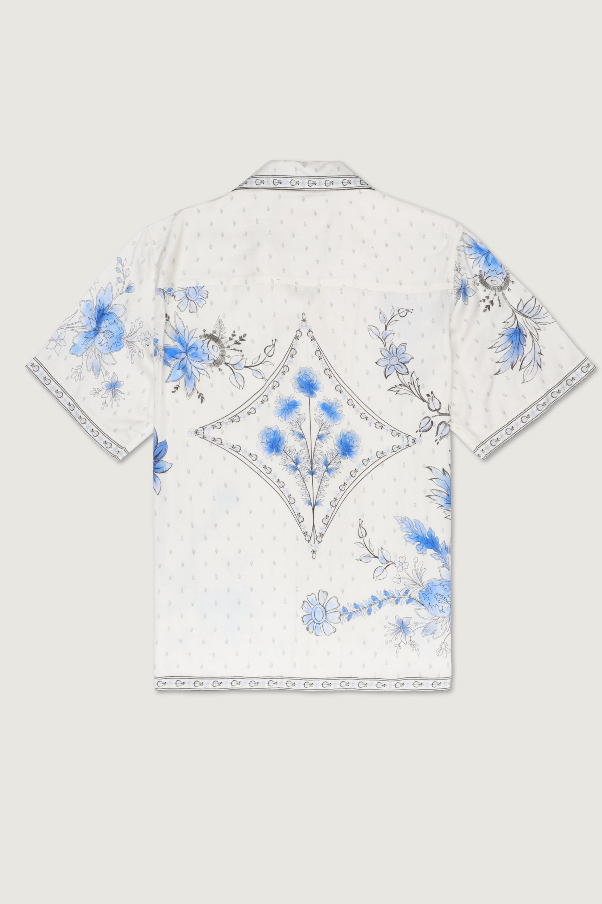 "Blue pottery" half sleeves shirt