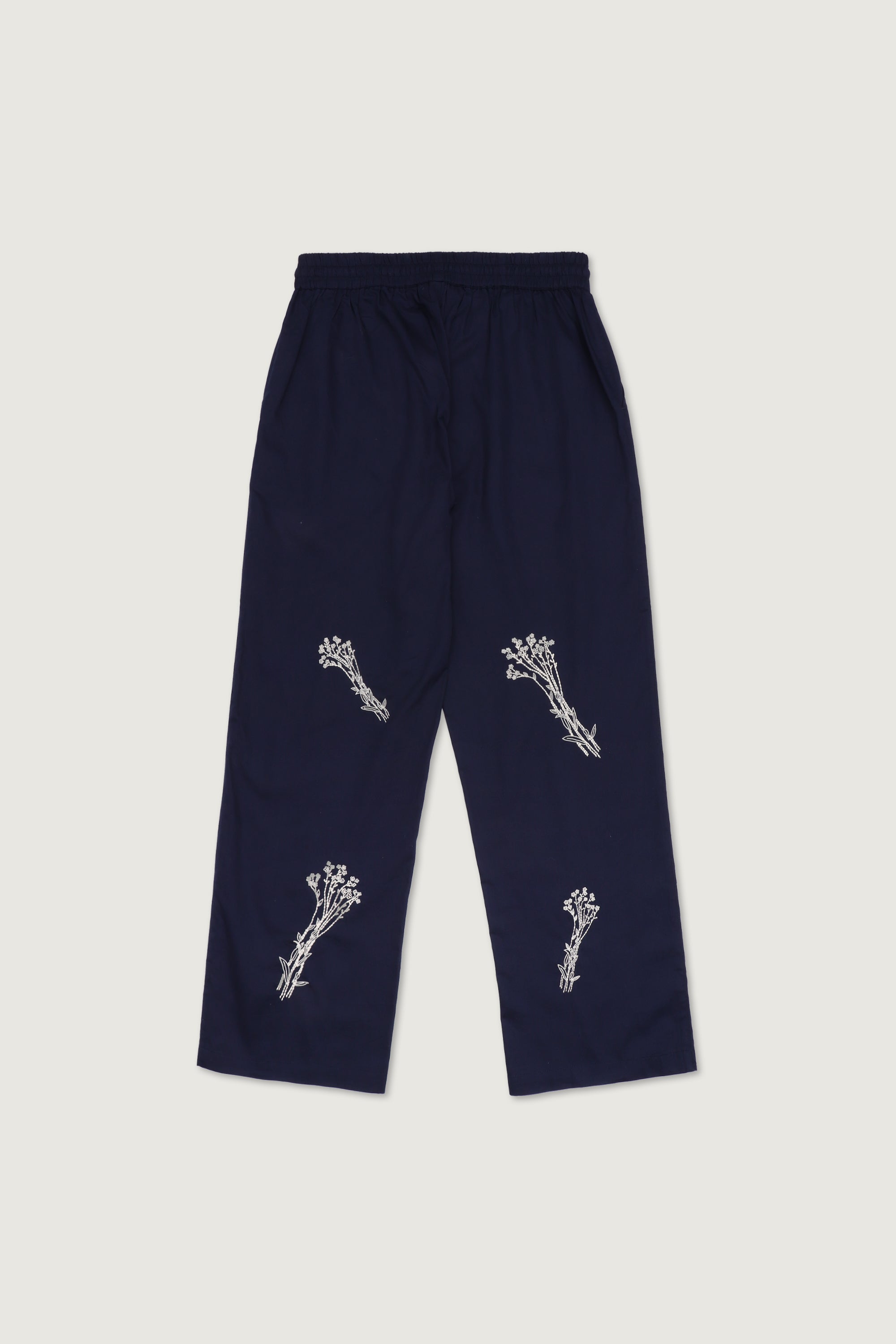 "Floral bunch hand embroidered lounge pants