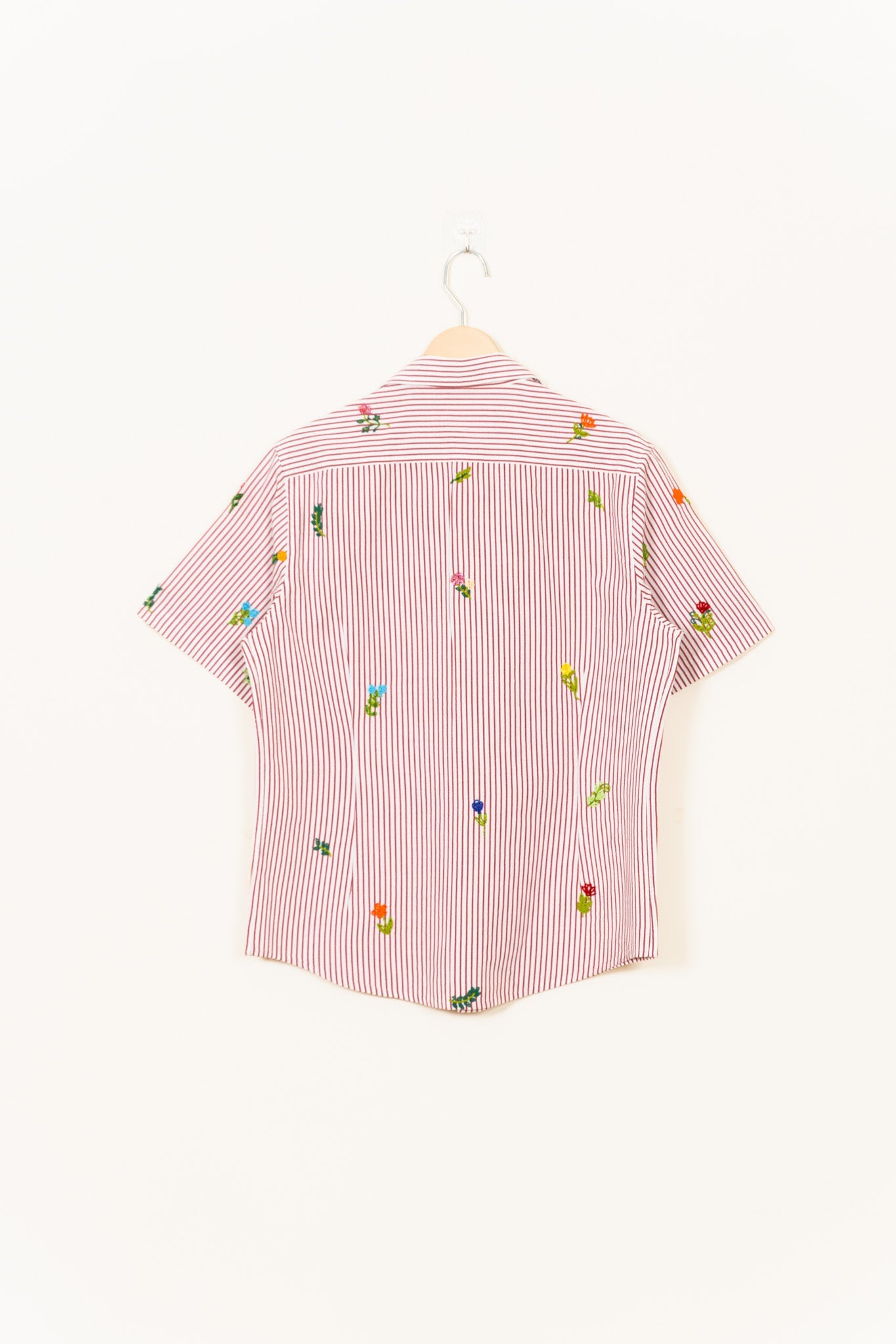 "Floral stripes" hand embroidered Shirt