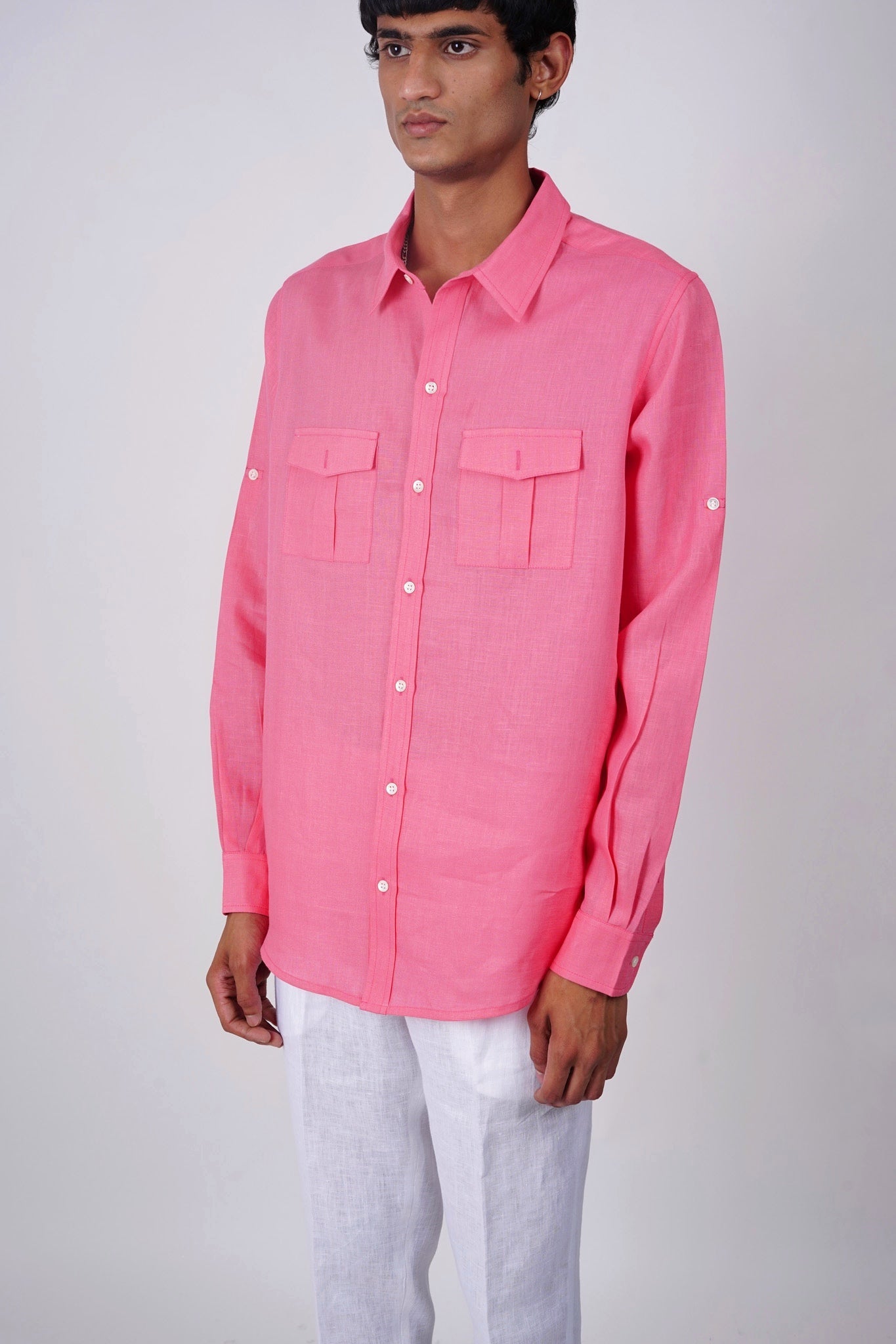 Salmon Pink linen shirt