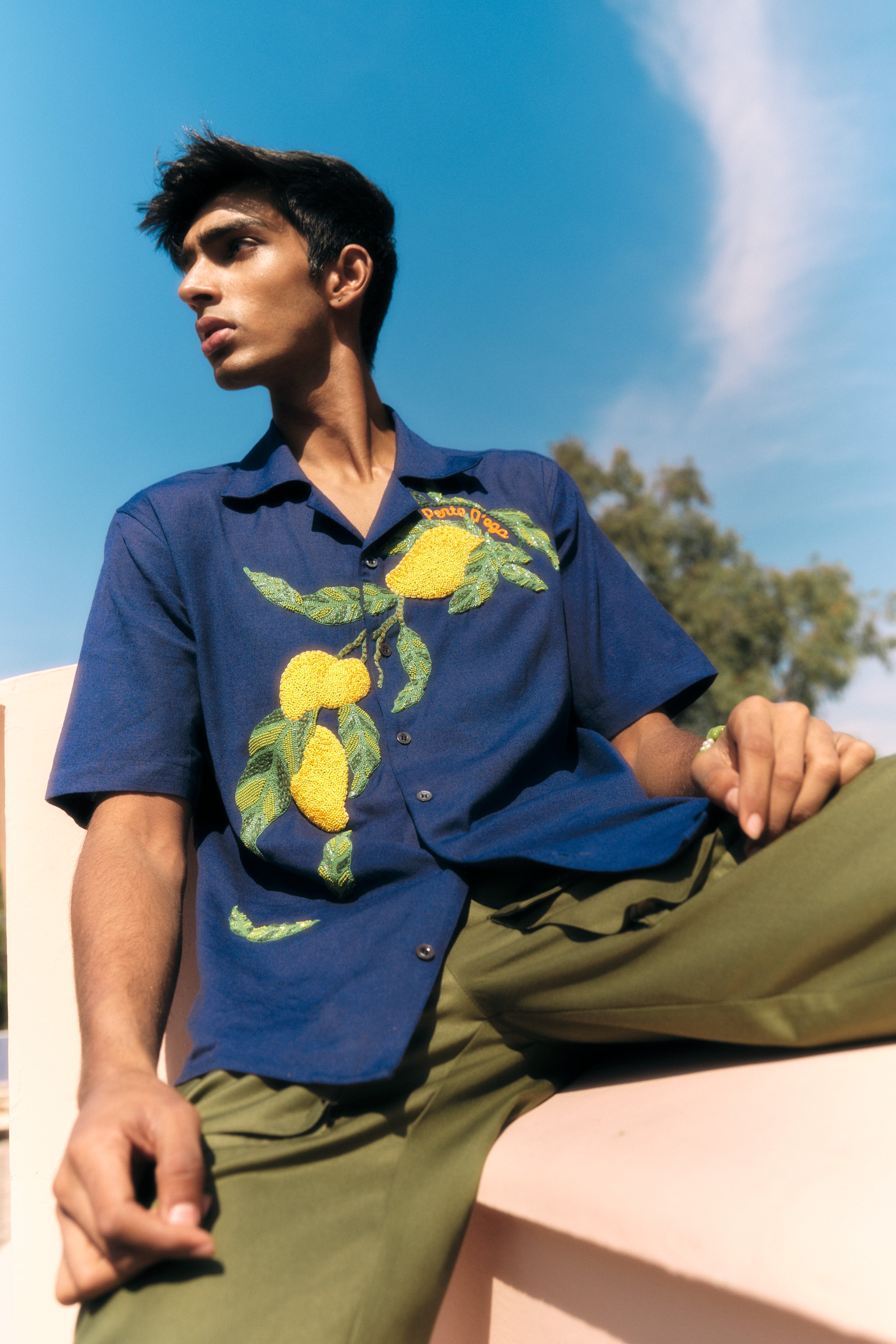 "Le Mangoes" beadwork shirt
