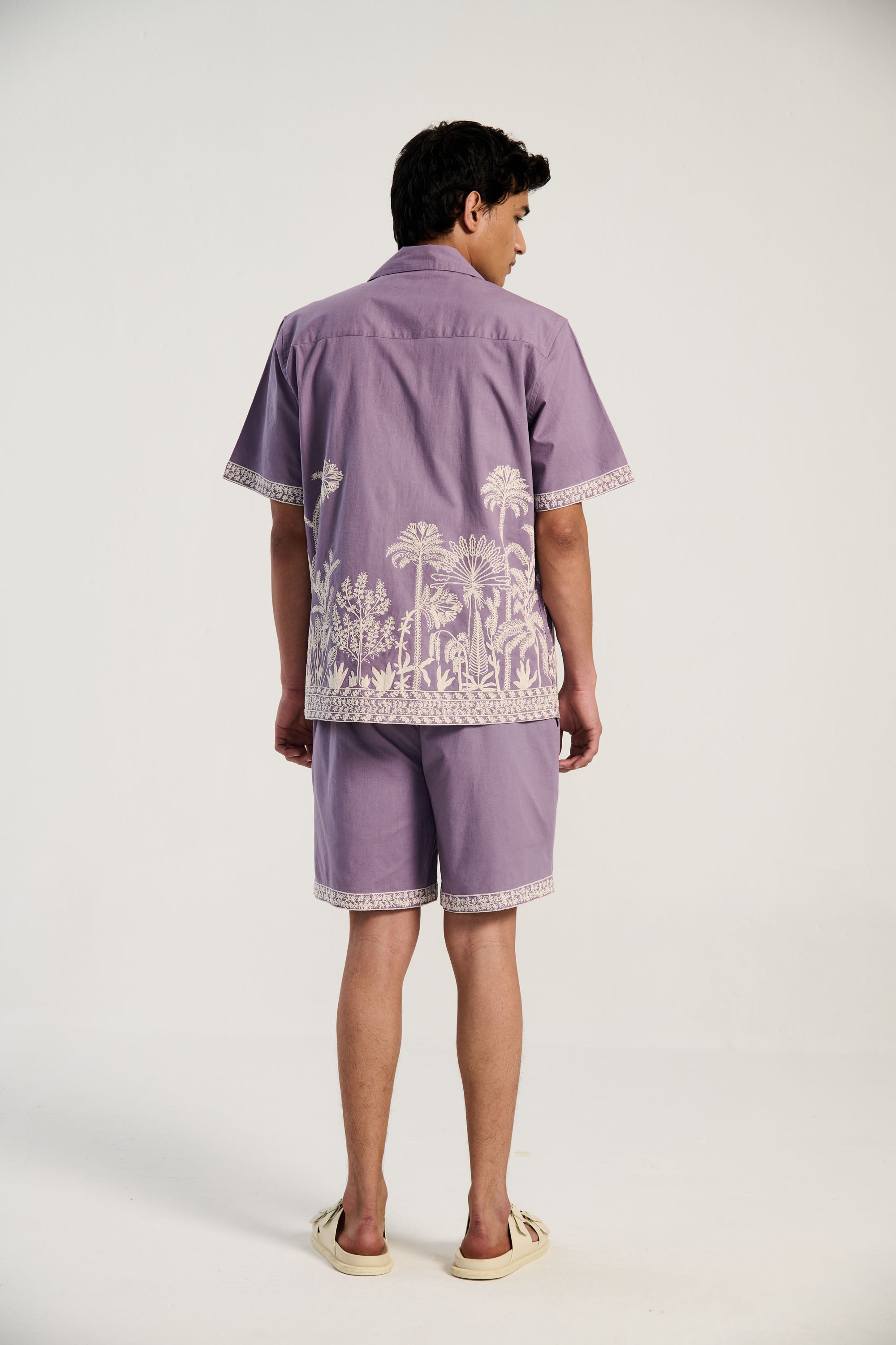 "Palm paradise" embroidered shirt