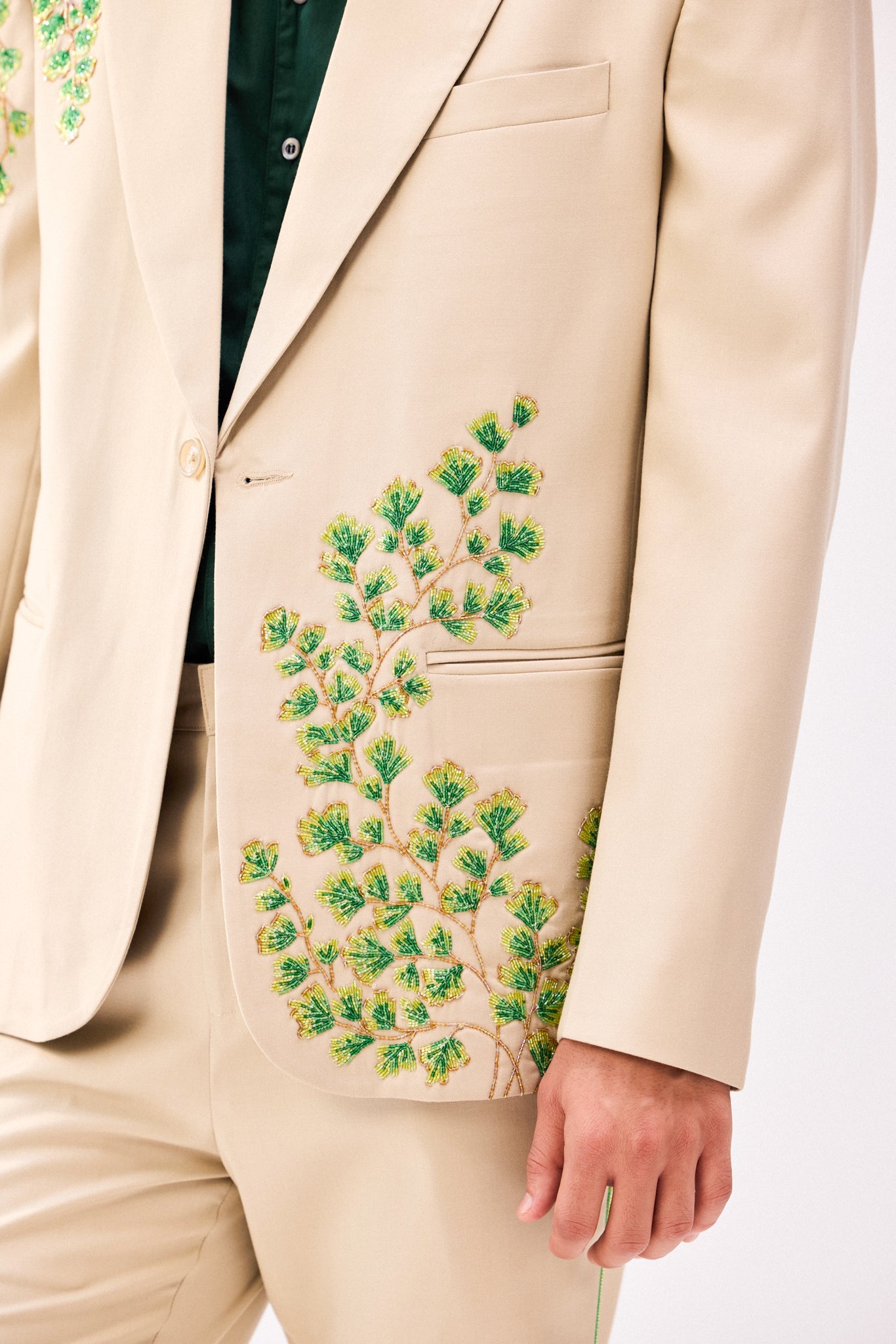 Botanical hand embroidered blazer