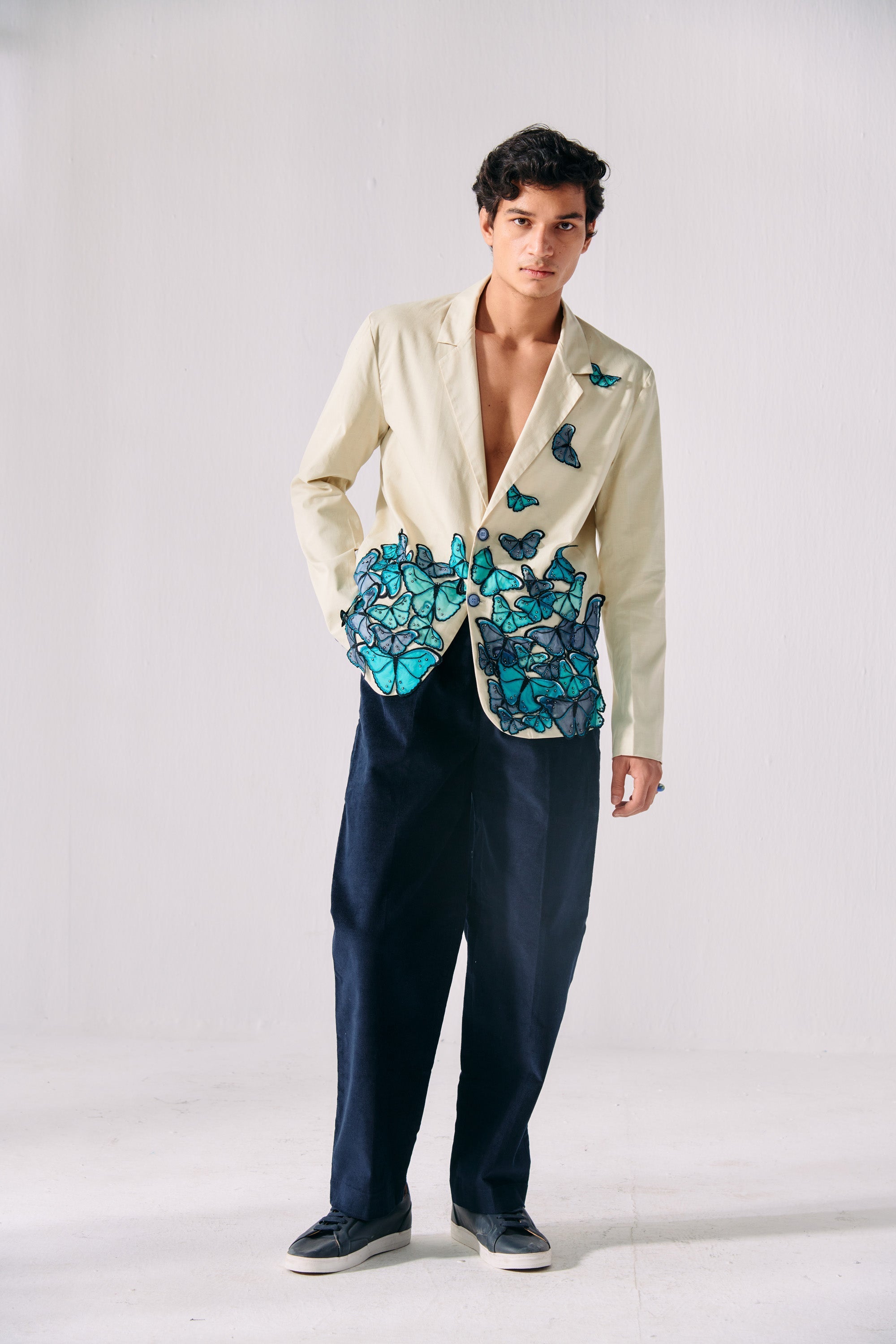 "Le morpho" Hand Embroidered Casual Wedding Blazer