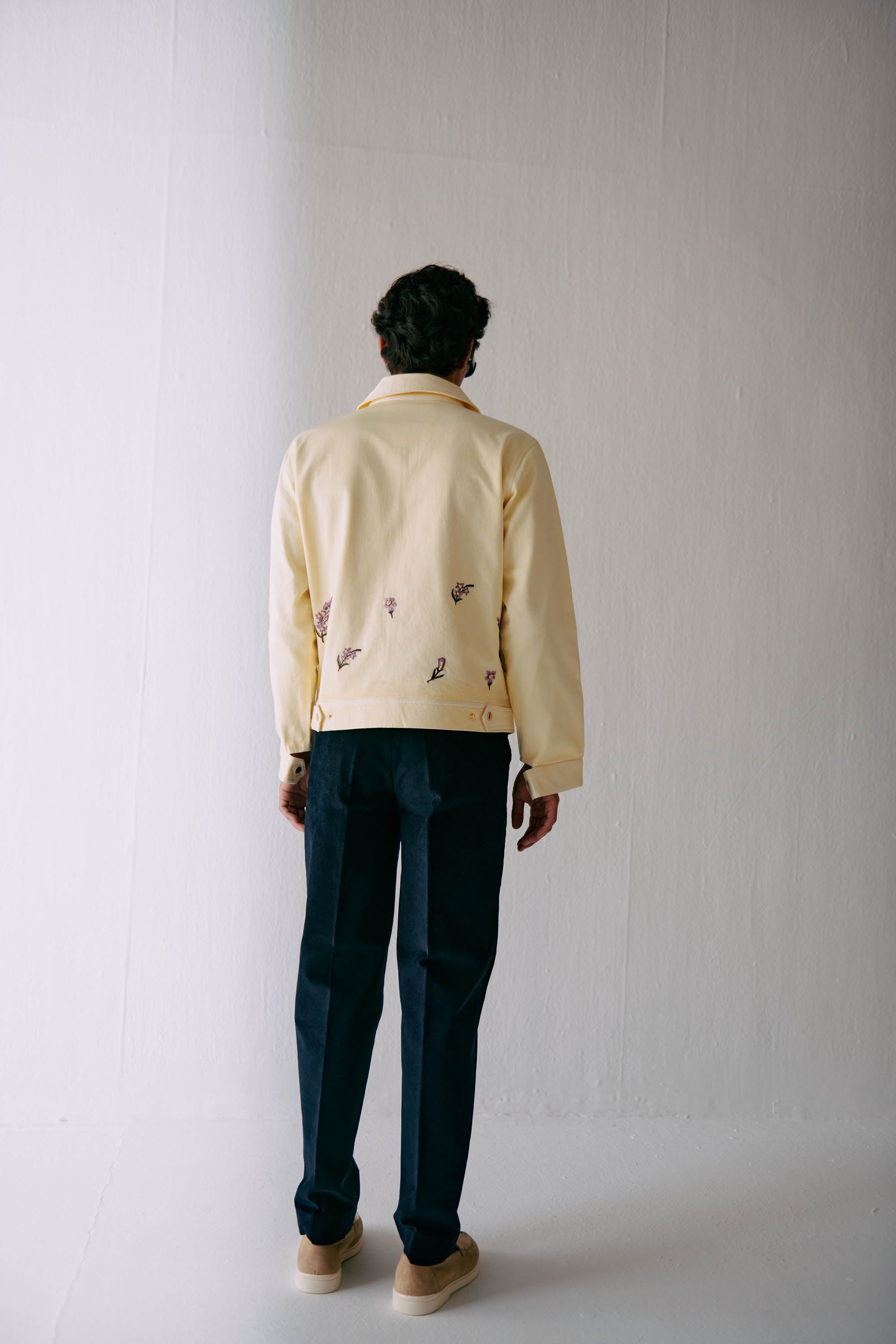 Lavender embroidered zip up jacket