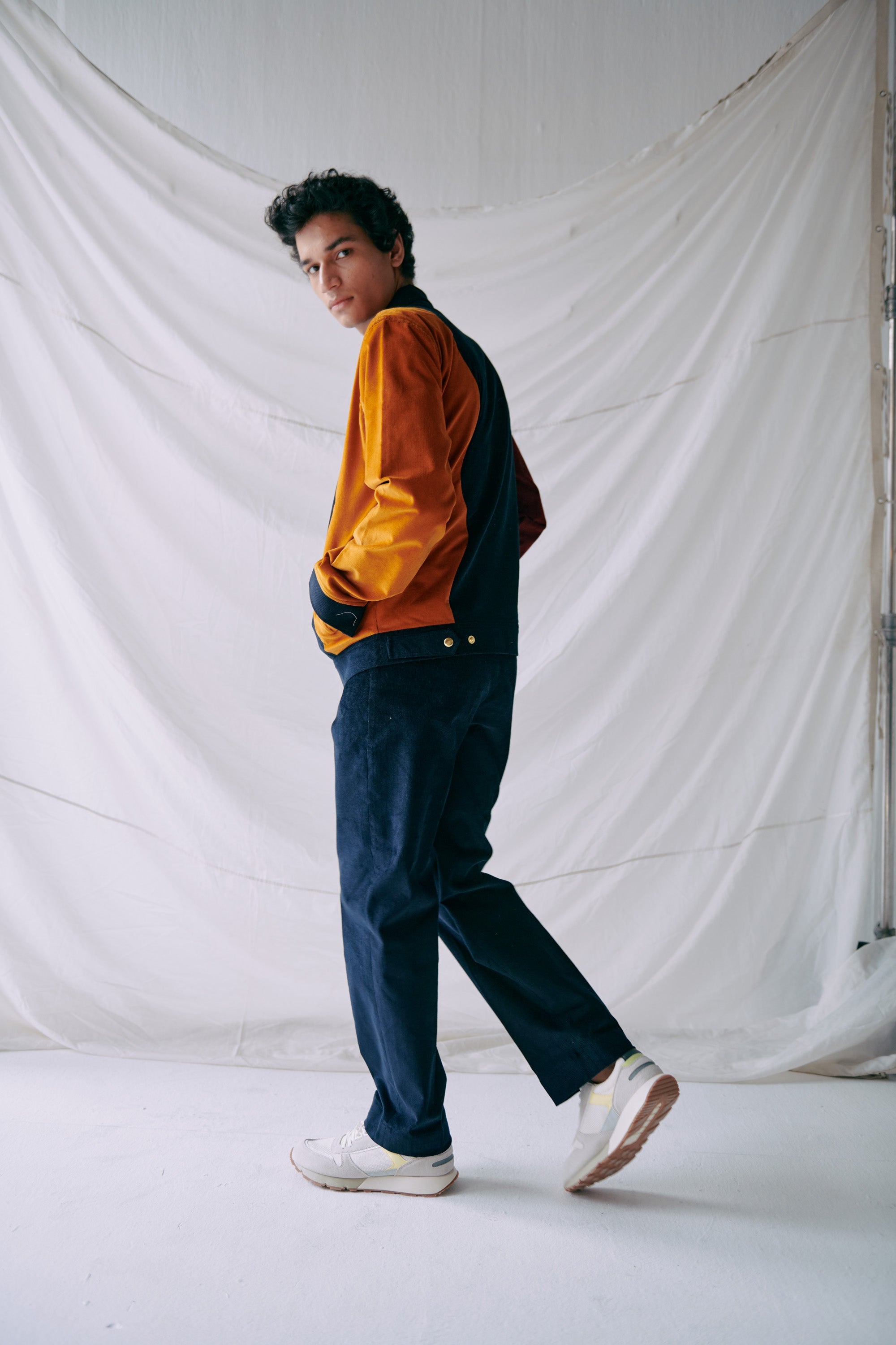 Wavy patchwork racer jacket