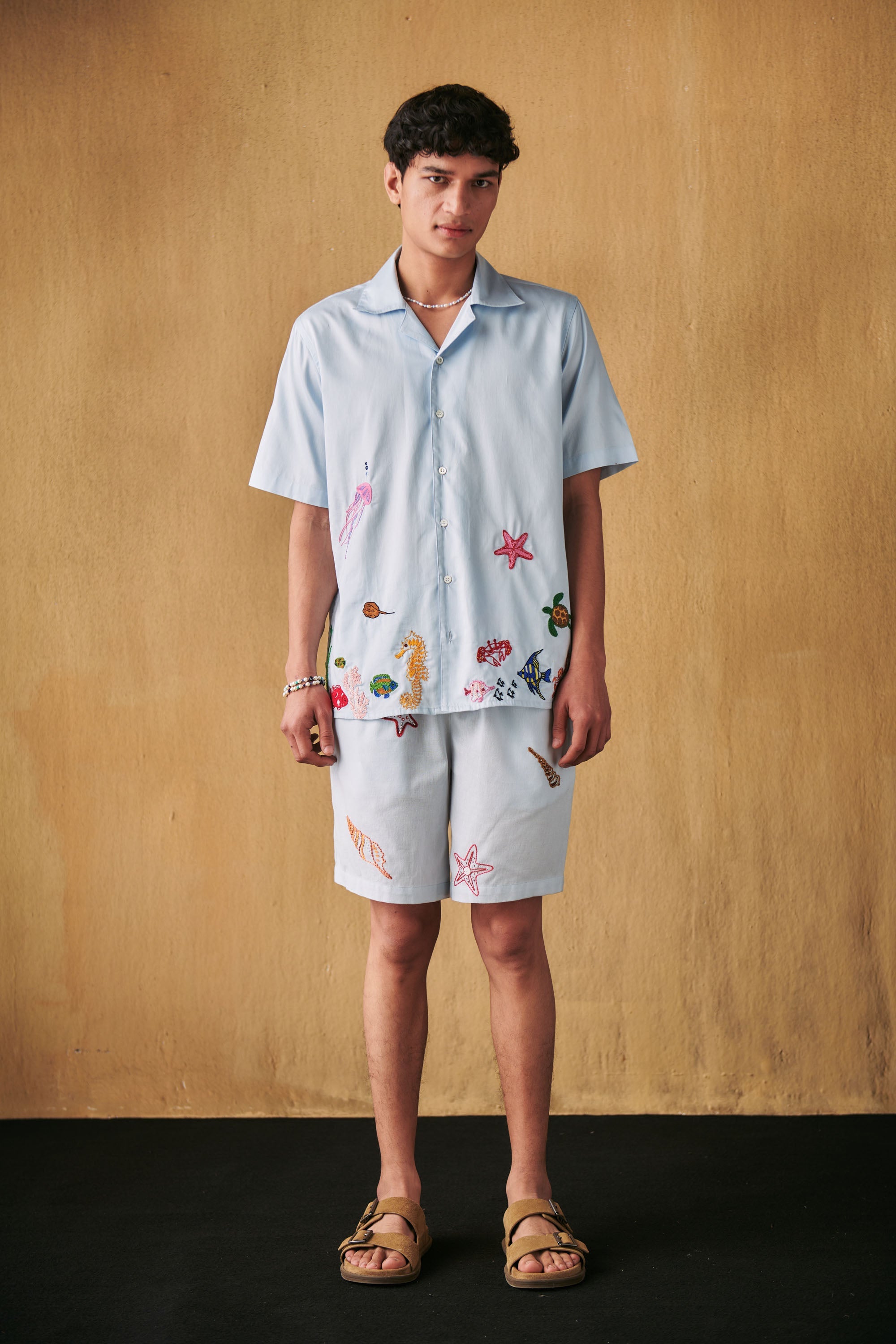 Sea life hand embroidered Shirt