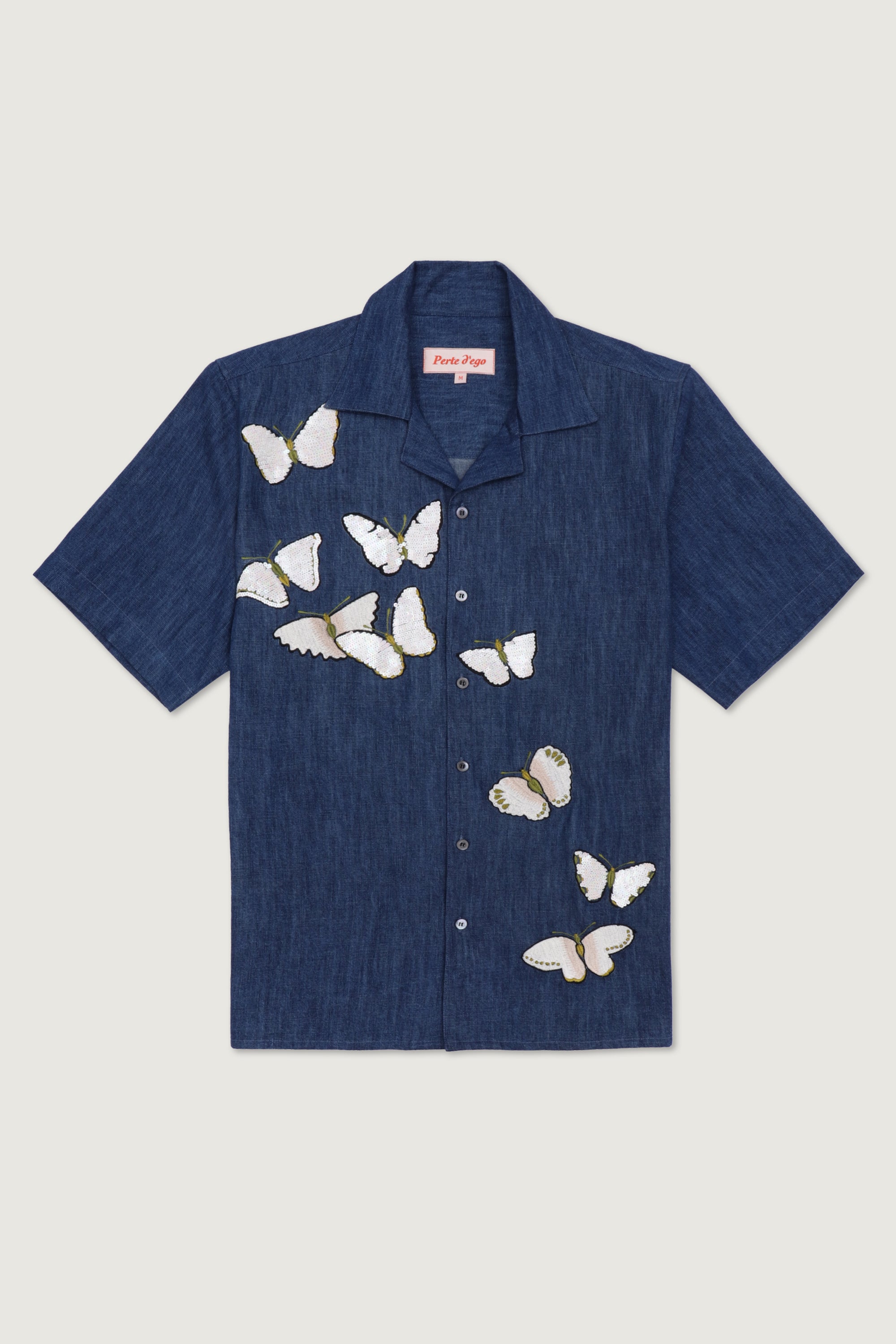 "Butterflies" embroidered denim shirt
