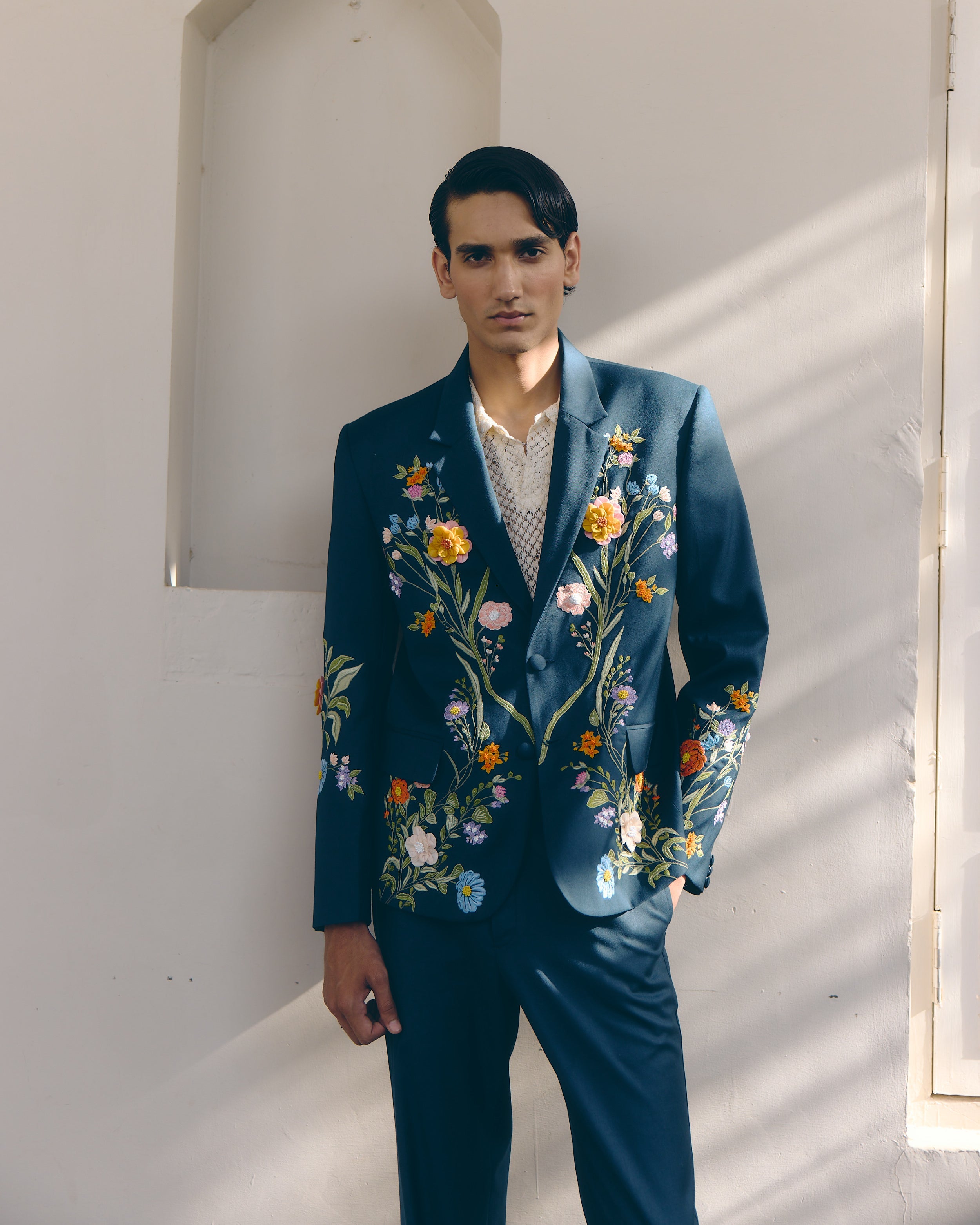 "Le jardin" Hand Embroidered Casual Wedding Blazer