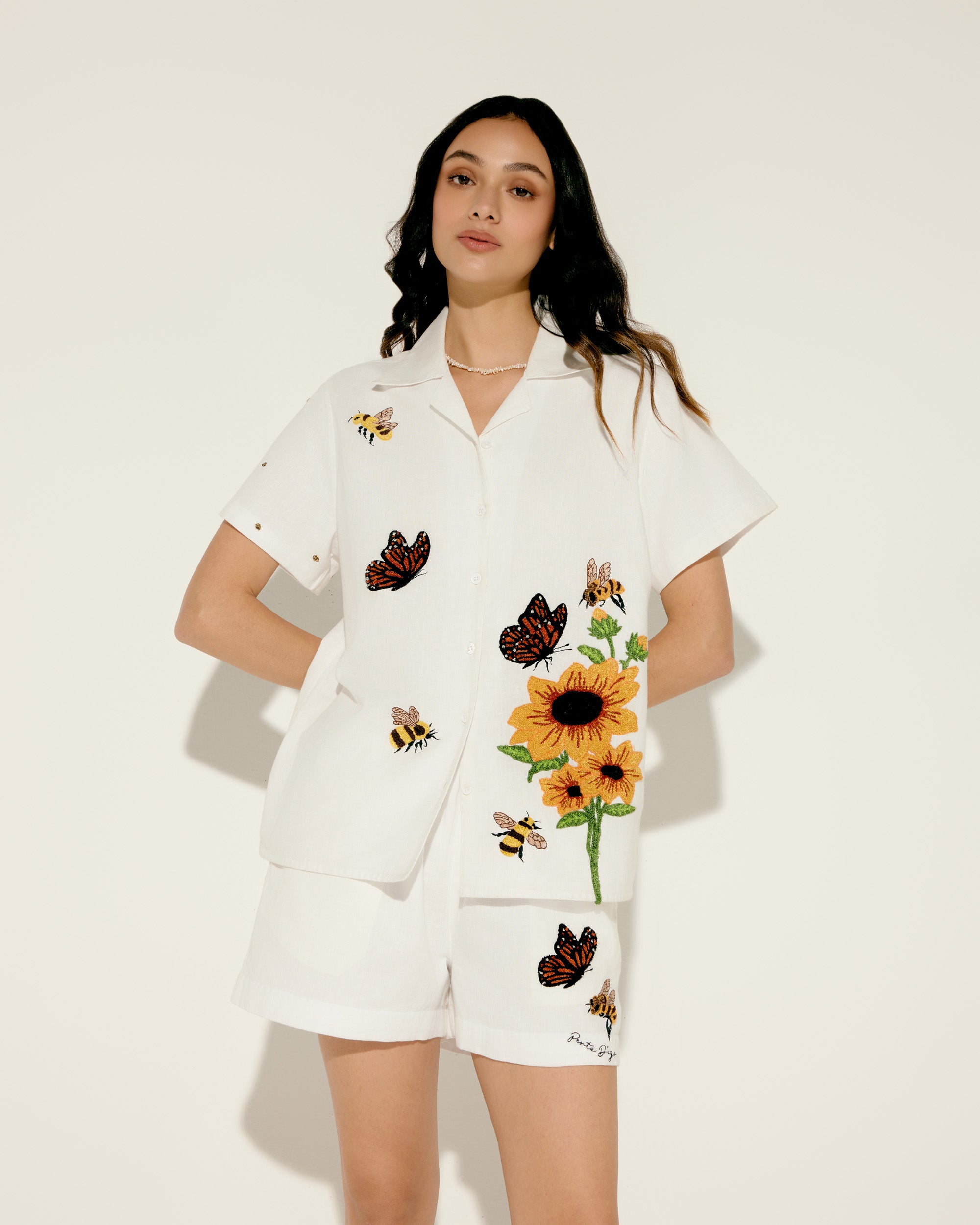 "Sunflower Field" embroidered Shirt