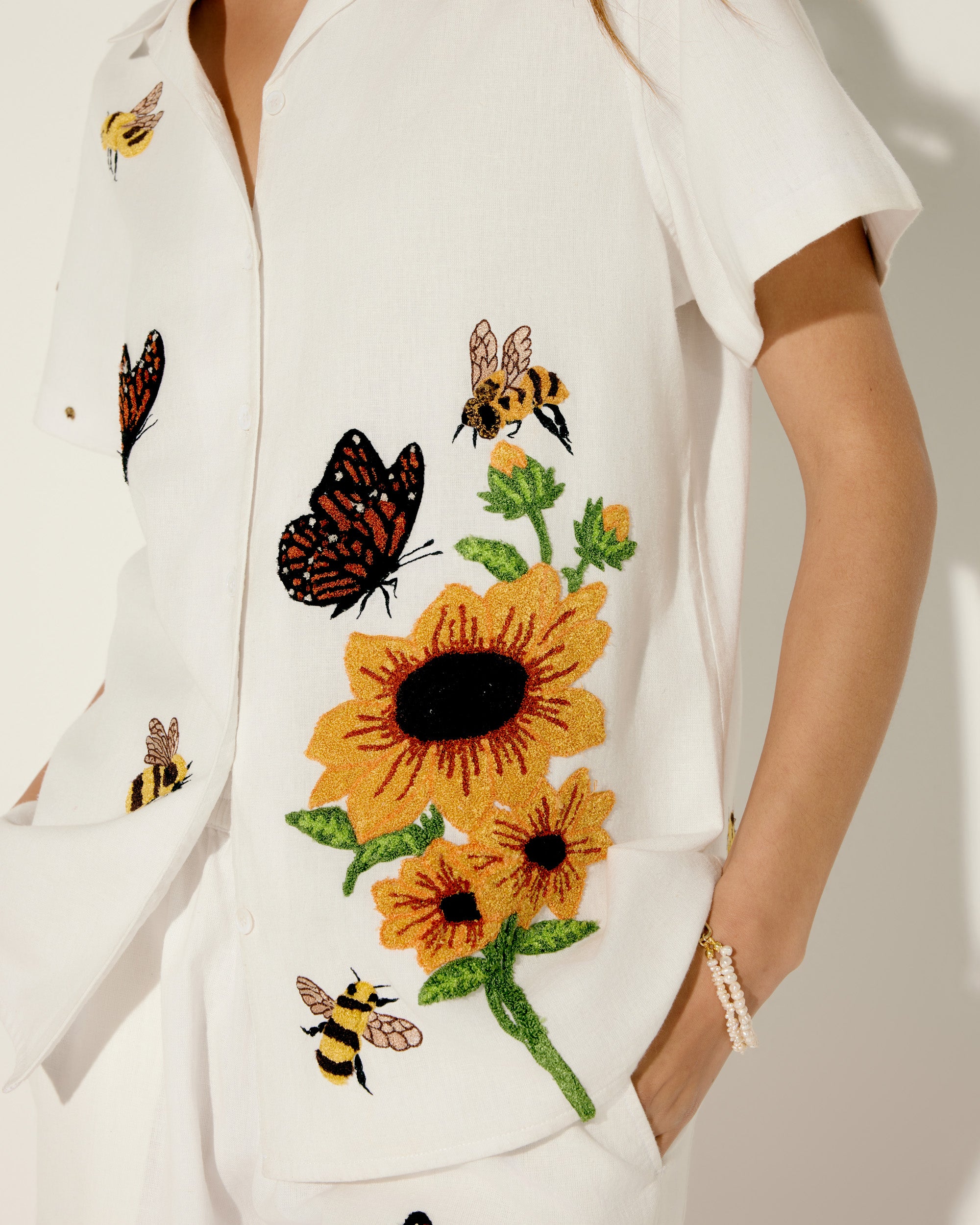 "Sunflower Field" embroidered Shirt