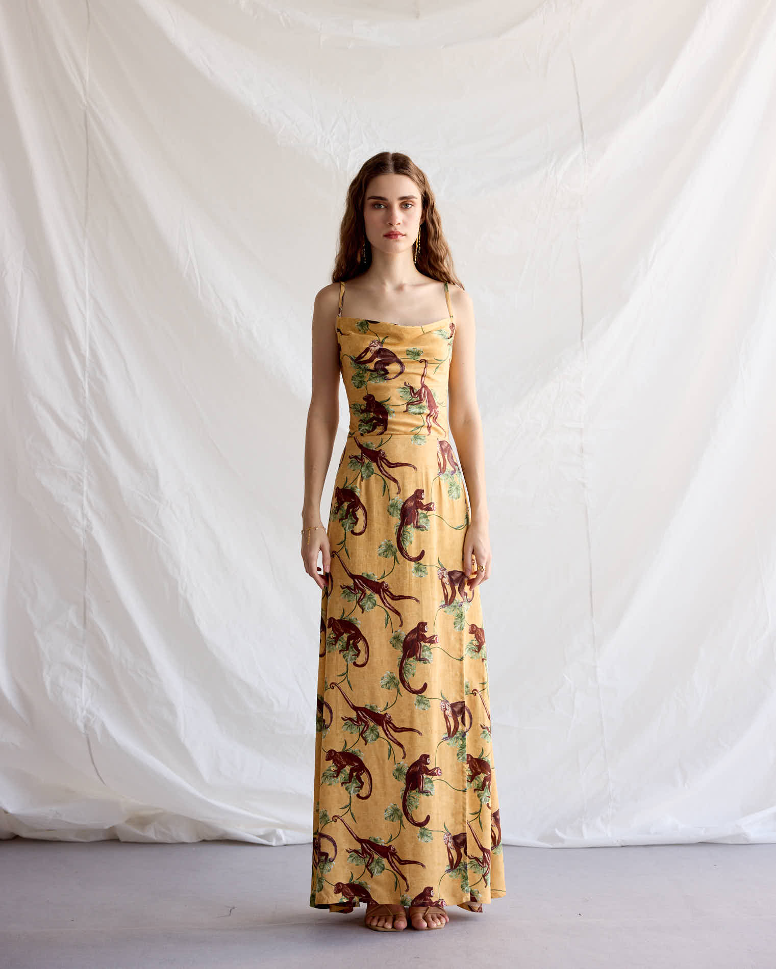 "Le Bali" Pleated Cowl Aline Dress