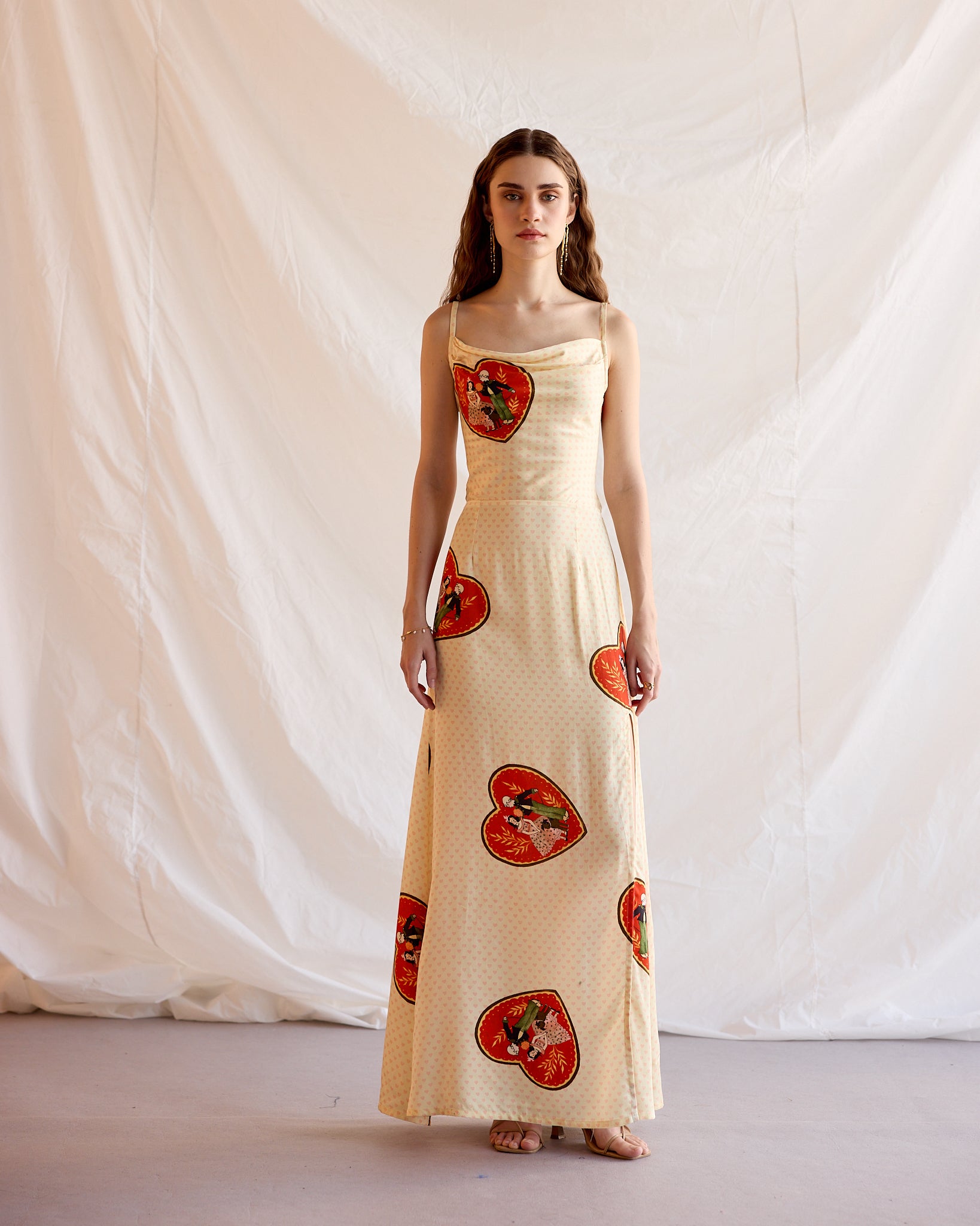 "Lovers" Pleated Cowl Aline Dress