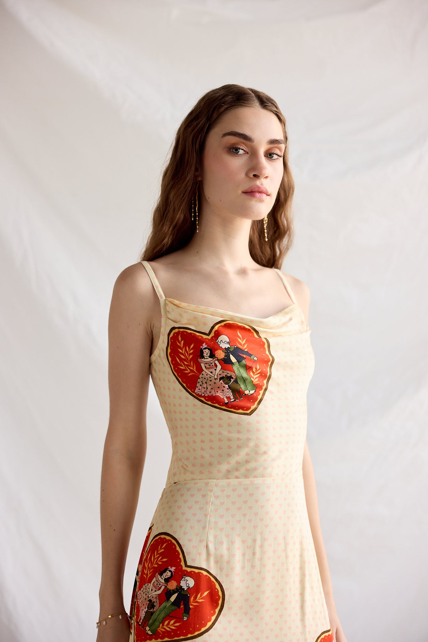 "Lovers" Pleated Cowl Aline Dress