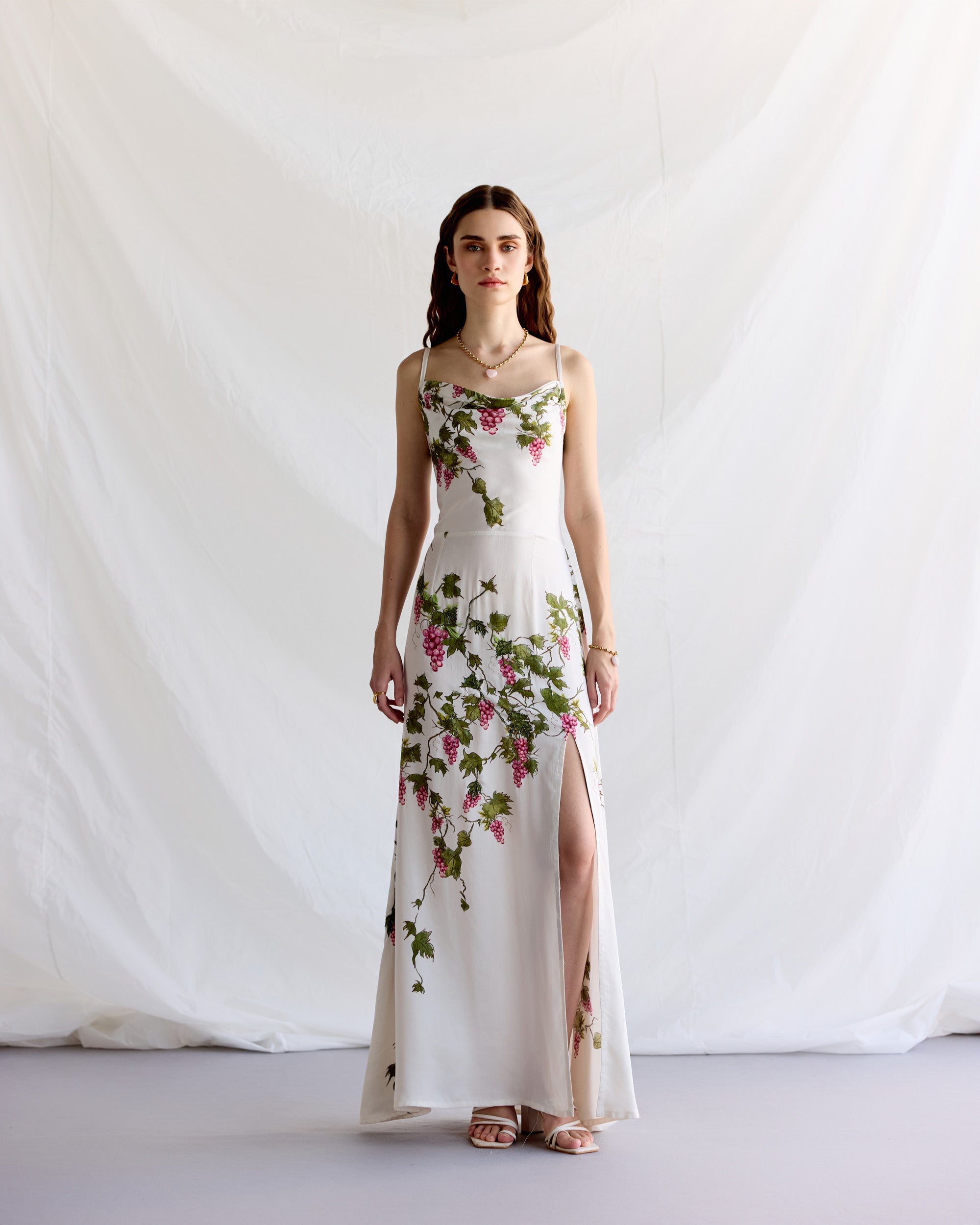 "Through the grapevine" Pleated Cowl Aline Dress
