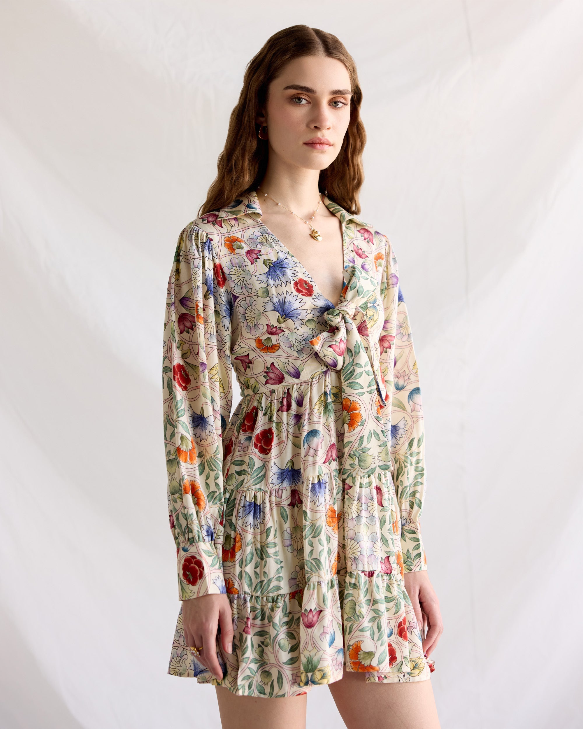 Vintage watercolor knot dress