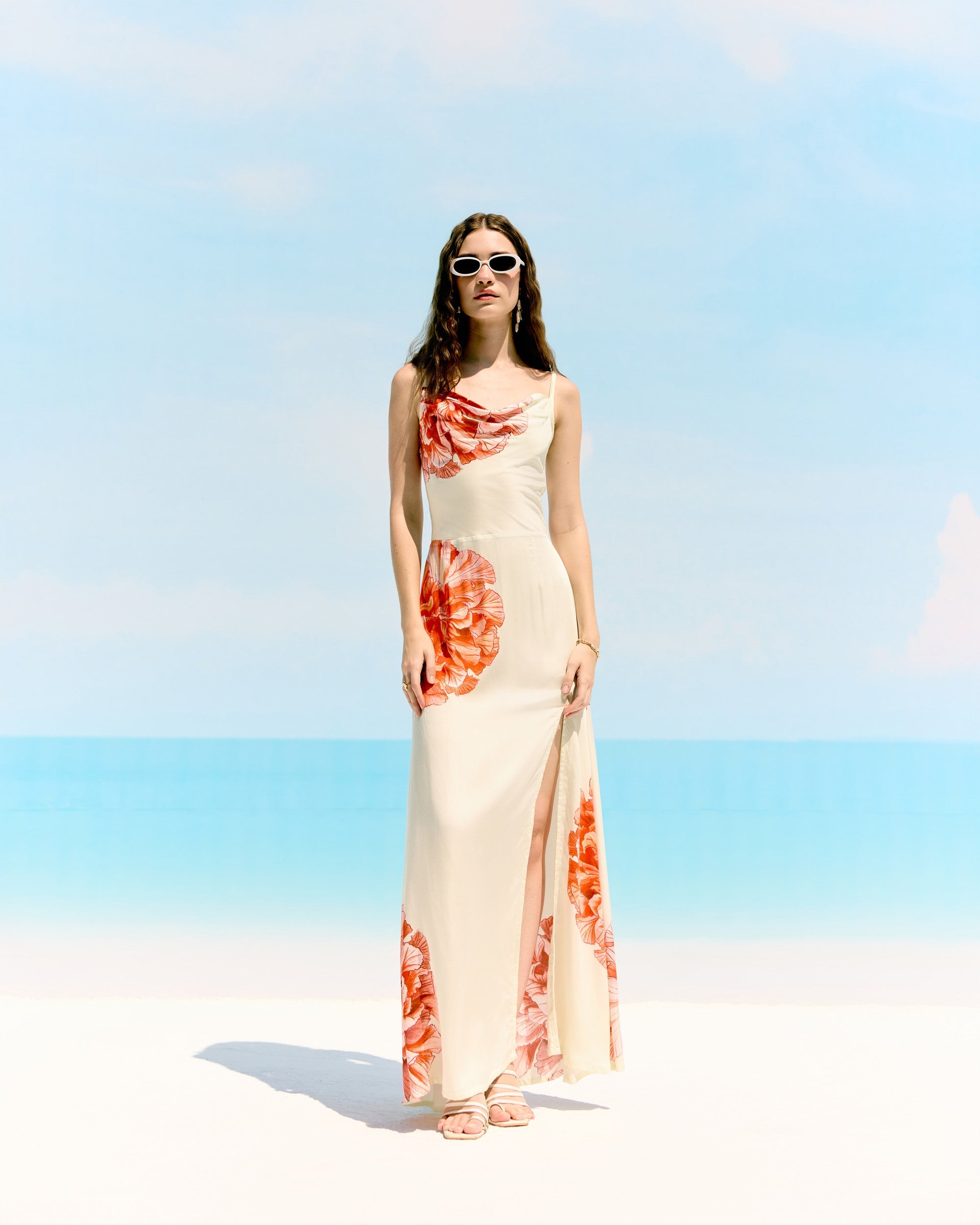 Hydrangea Pleated Cowl Aline Dress