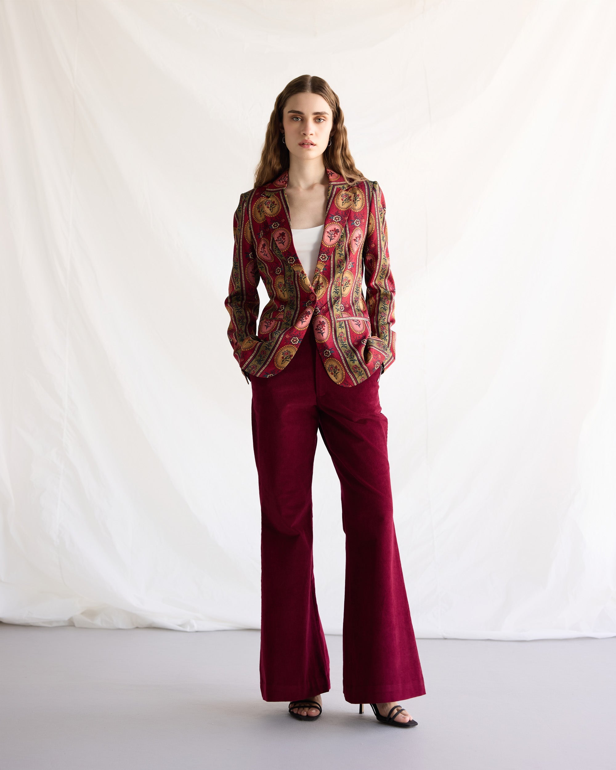Vintage floral stripes blazer
