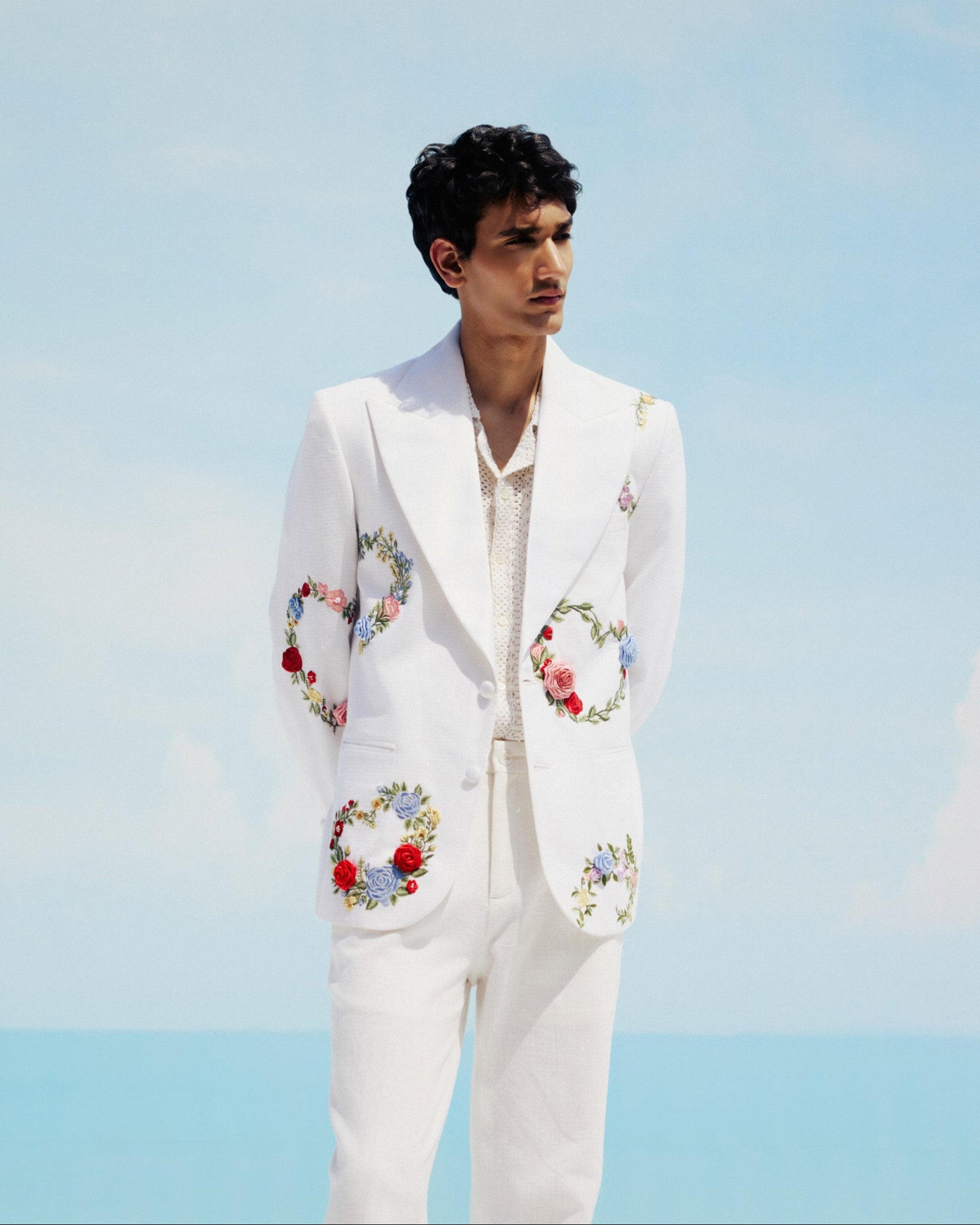 "Le fleur" hand embroidered blazer
