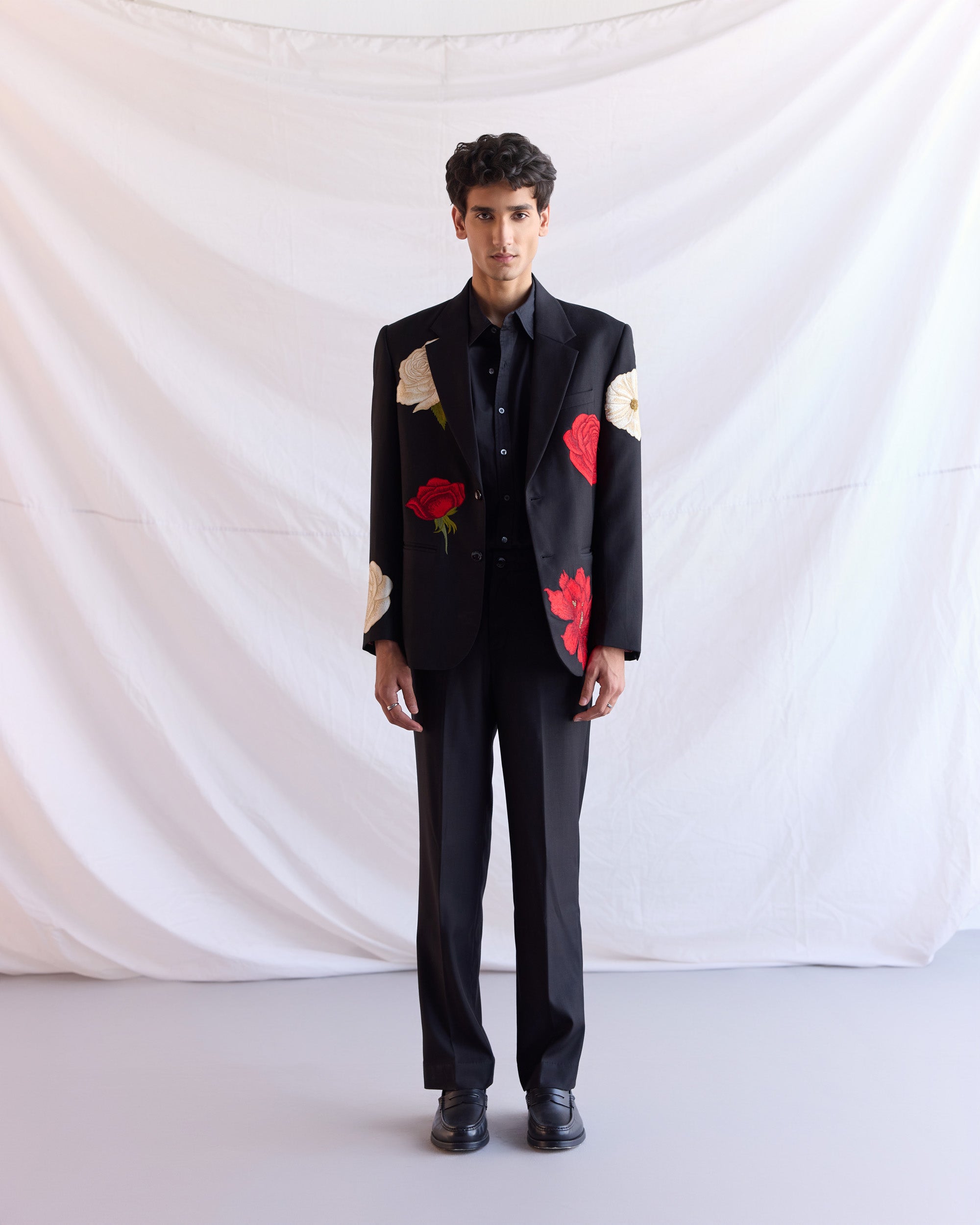 "Floral Reverie" hand embroidered Blazer