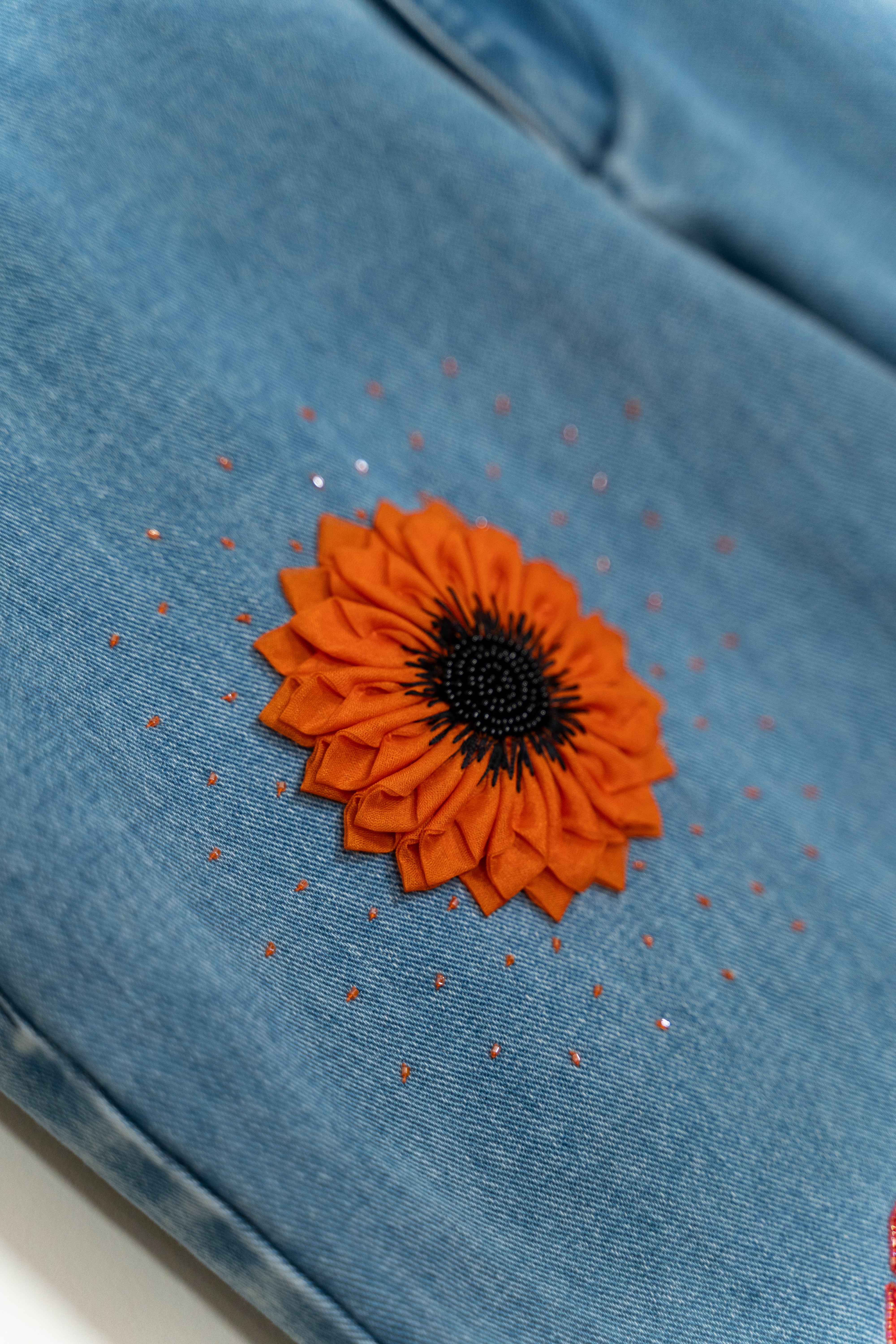 "Le scrapbook" hand embroidered straight fit jeans