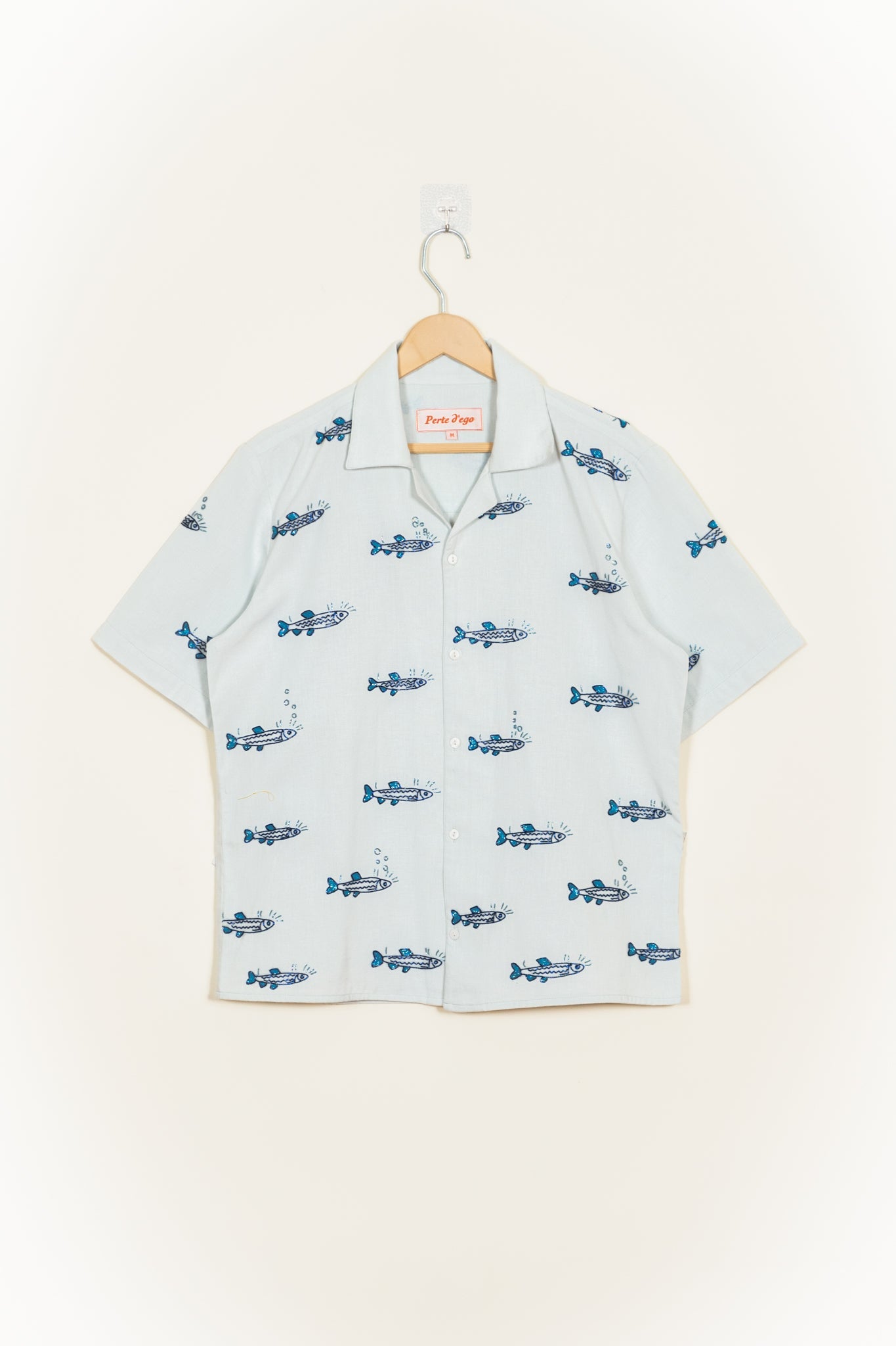 “Le sardines” hand embroidered shirt