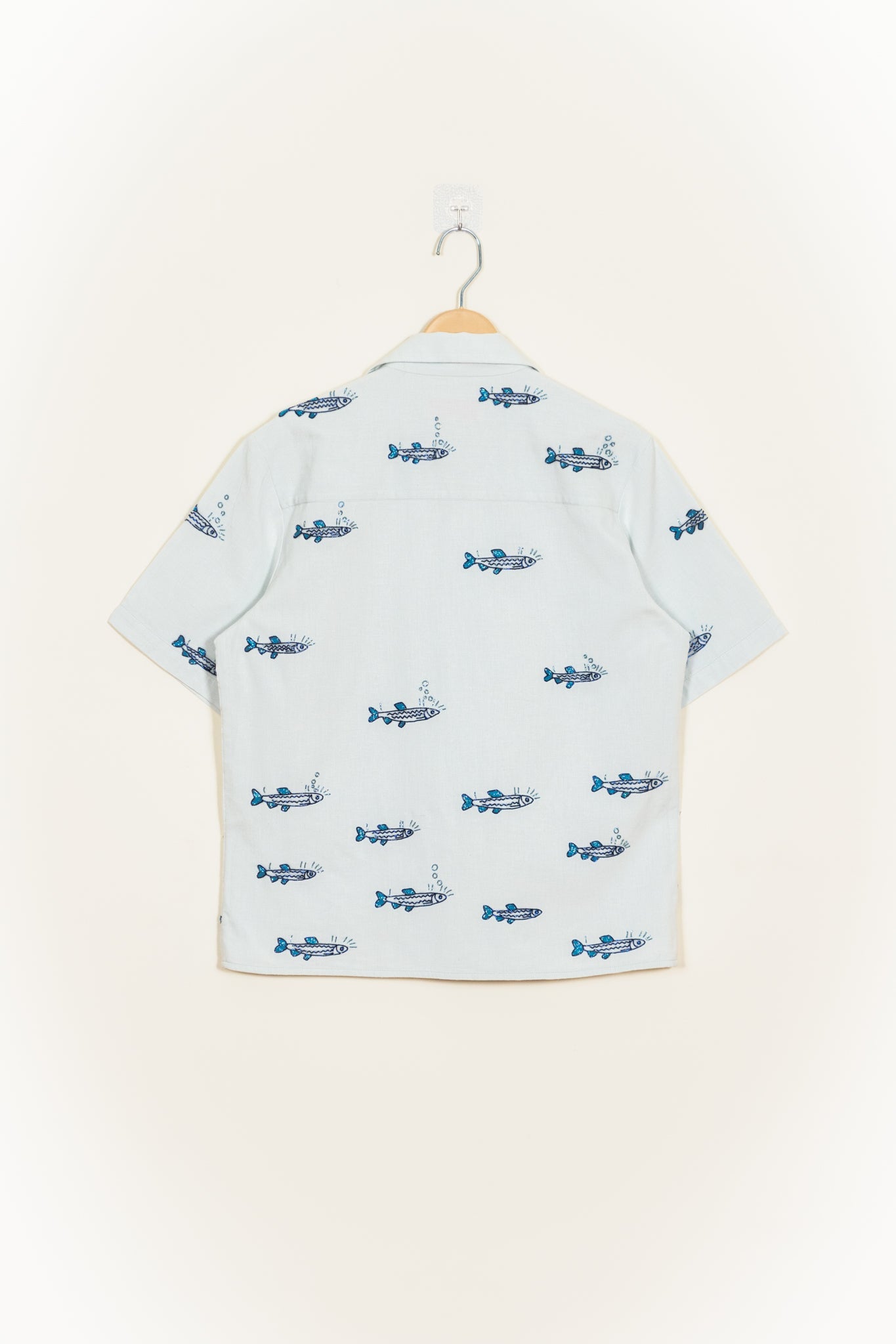 “Le sardines” hand embroidered shirt