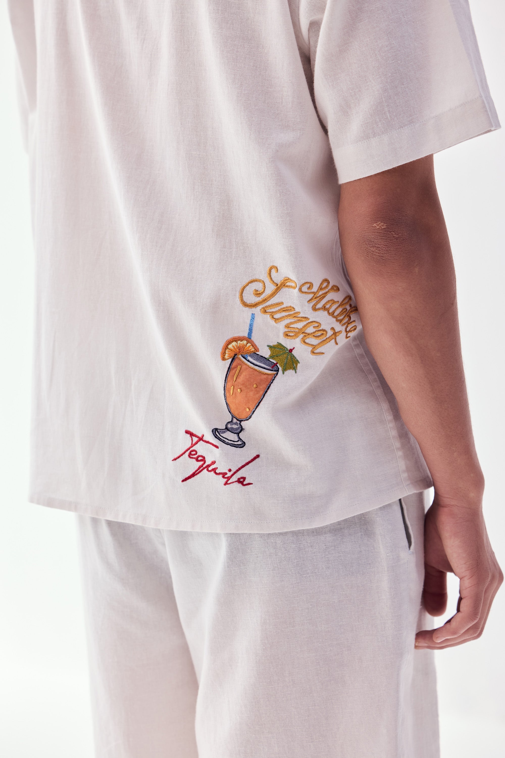 "Malibu sunsets” hand embroidered shirt