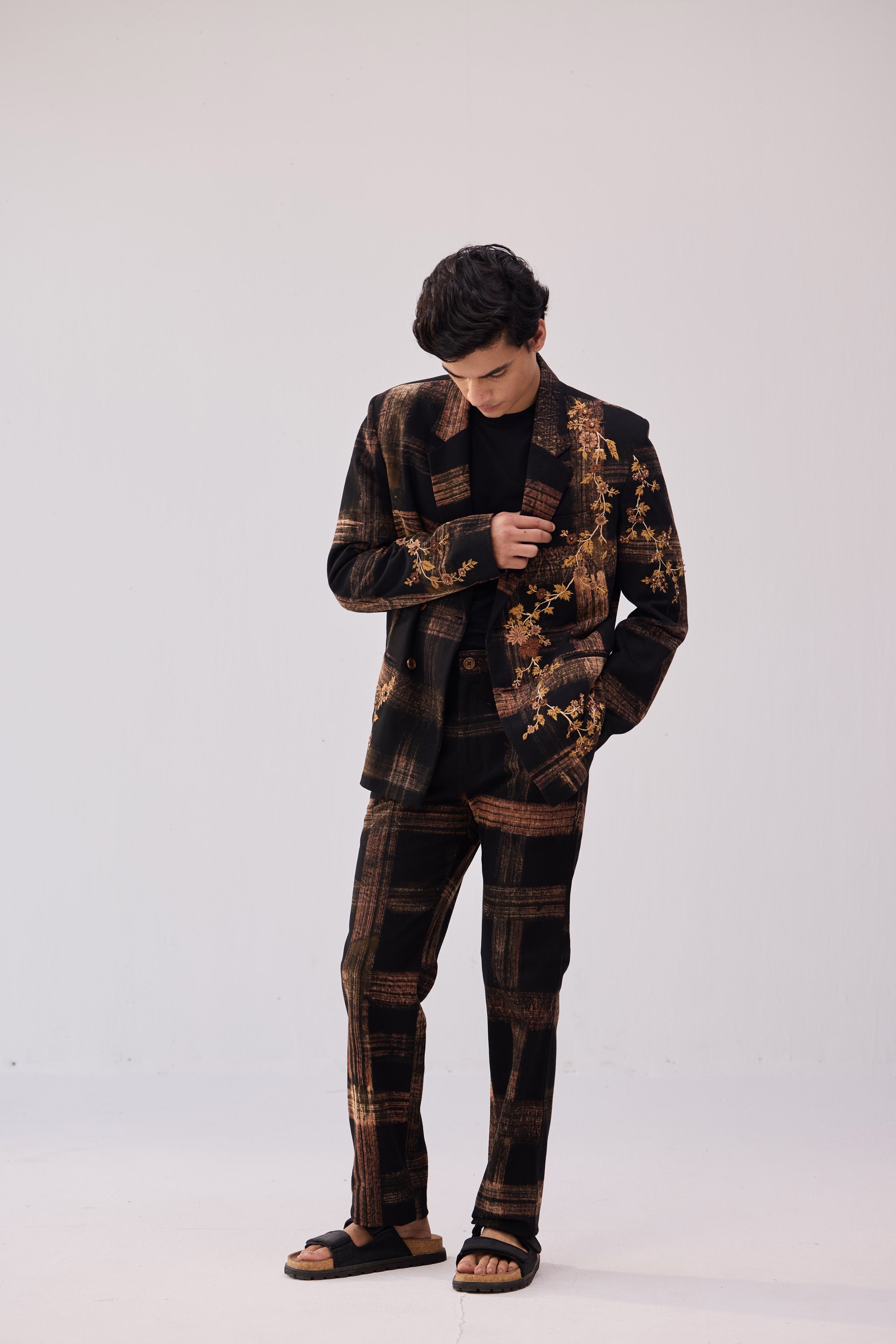 Checked formal pants