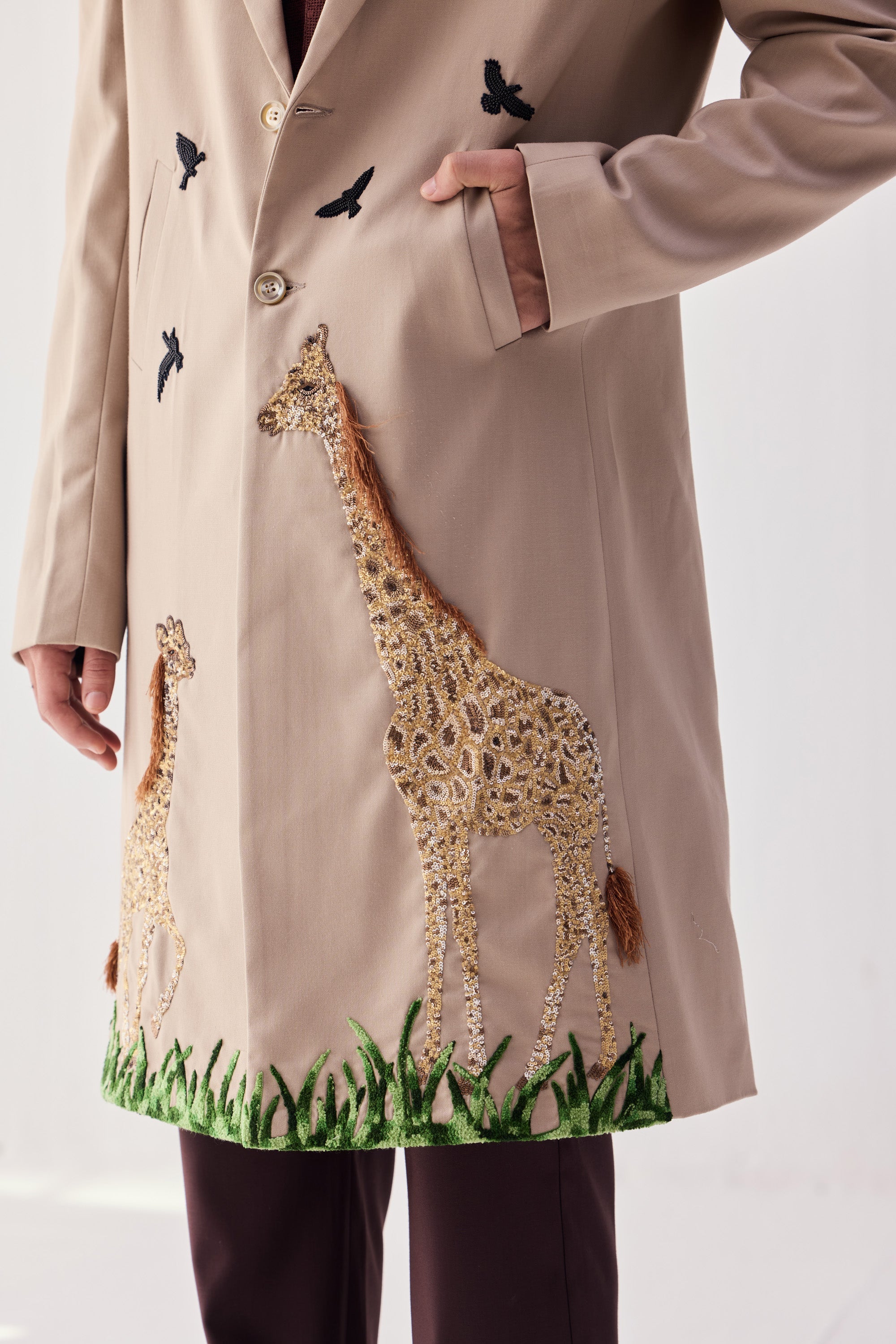 "Le Serengeti" hand embroidered overcoat