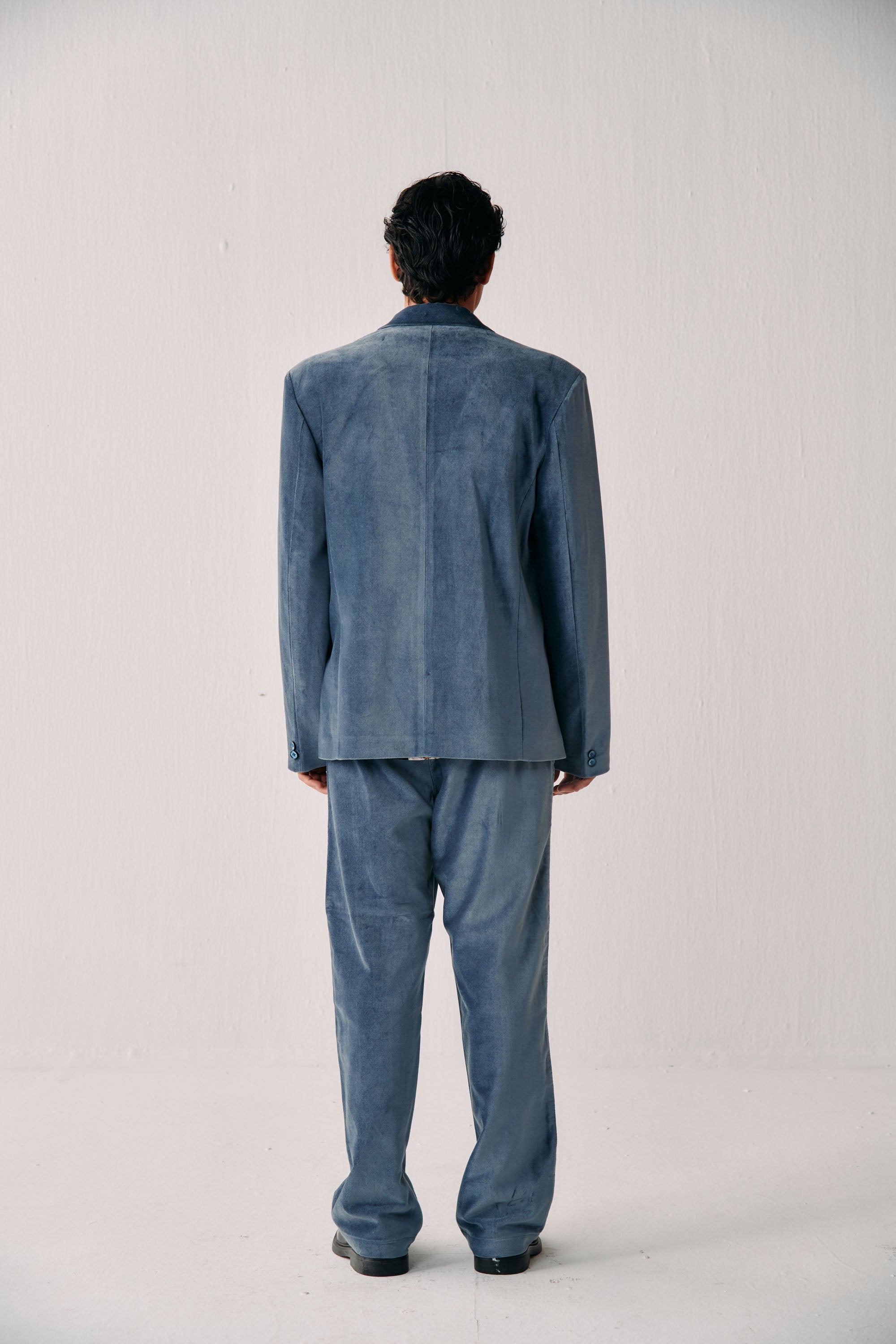 Vintage velvet blazer- Ice Blue