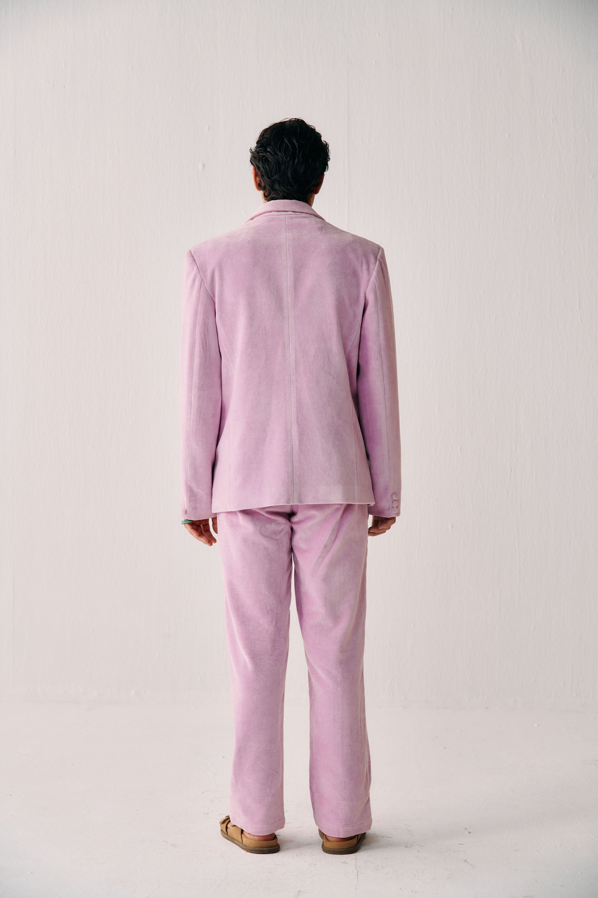Vintage artwork embroidered blazer-Bubblegum Pink