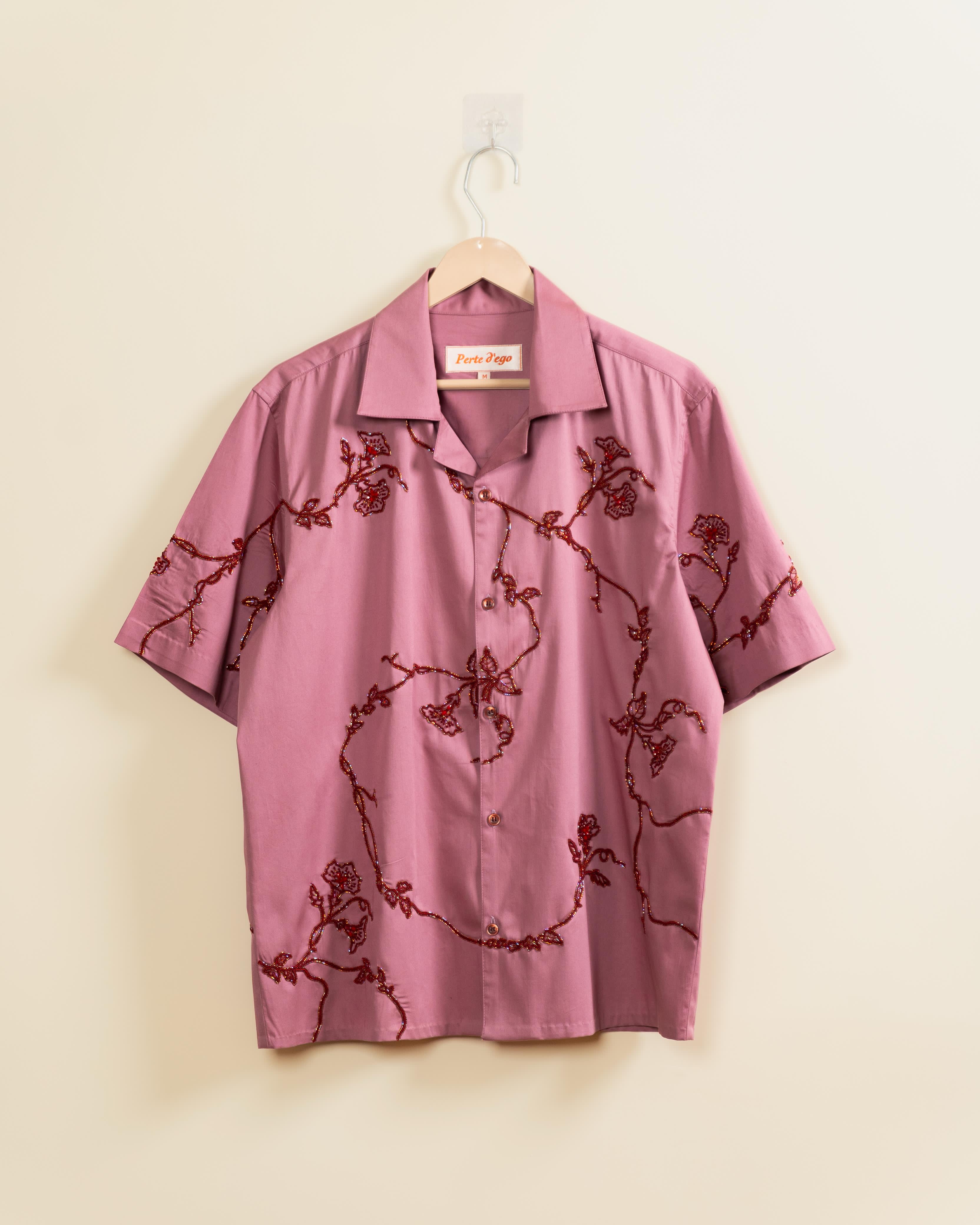 Raspberry Glaze Hand-Embroidered Shirt