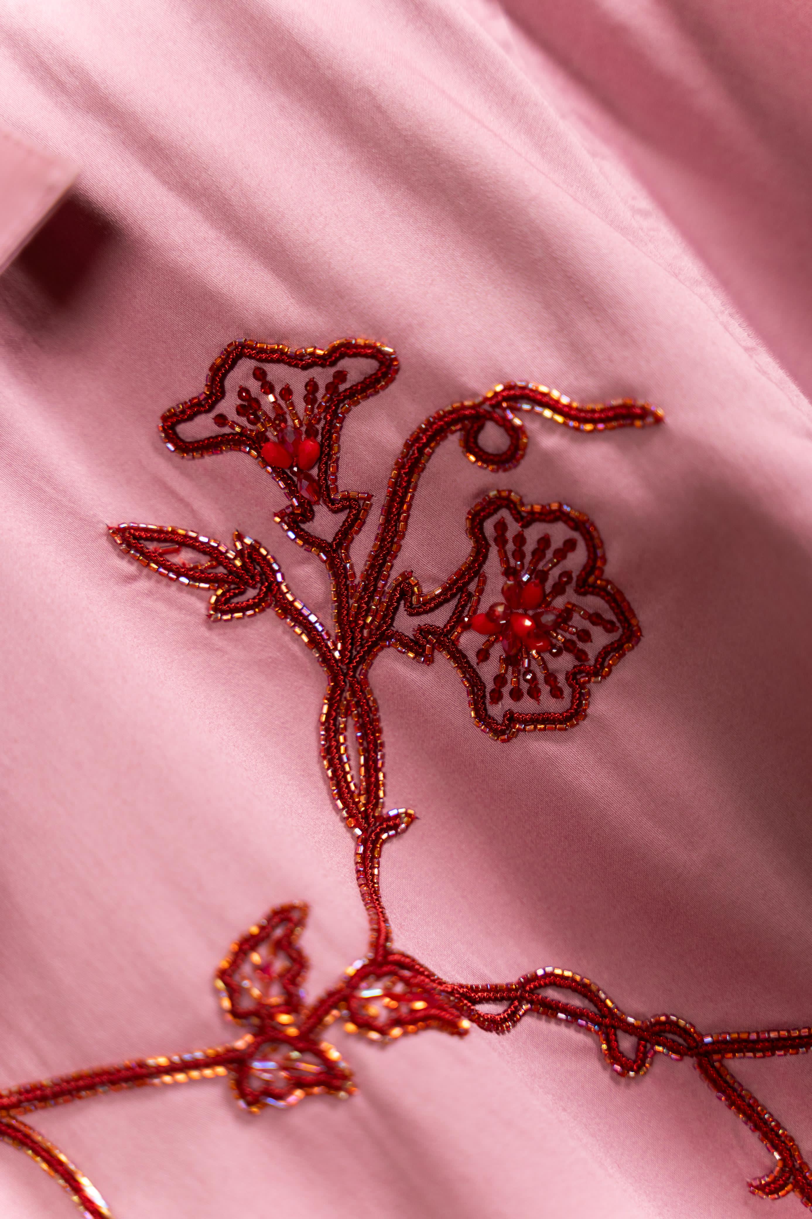 Raspberry Glaze Hand-Embroidered Shirt