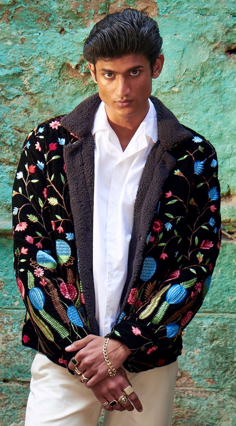 Spring Bloom vintage velvet jacket