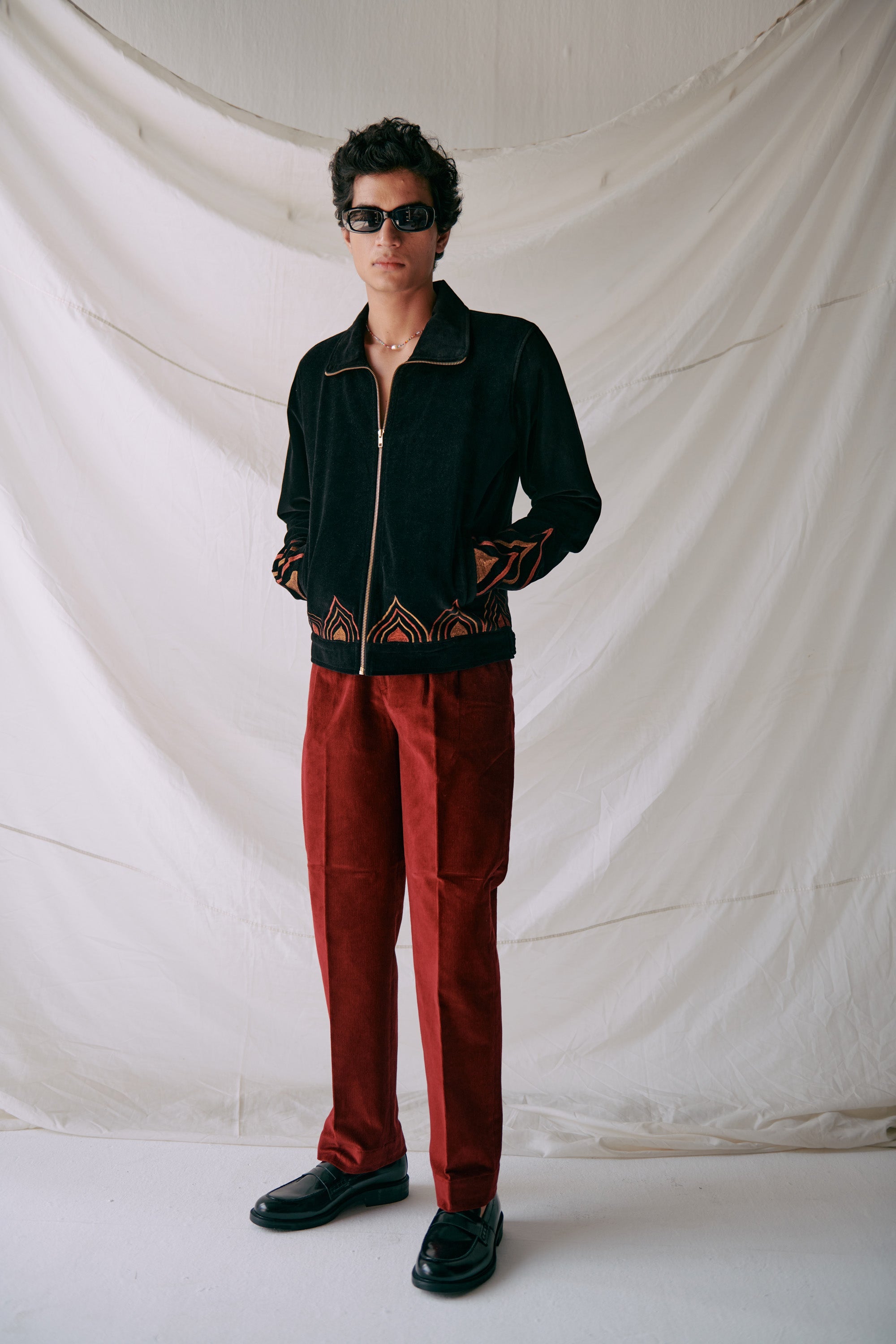 “Jharokha” embroidered racing jacket